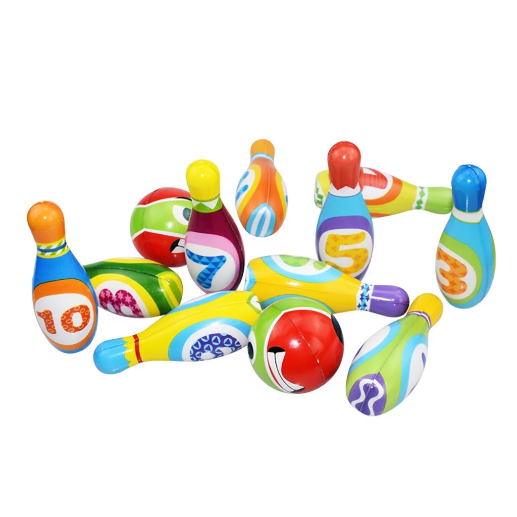 Educational for Kids 5-7 Bowling Play Set Foam Ball Toy Gifts Educational Early 10 Pins and 2 Ball Indoor PU