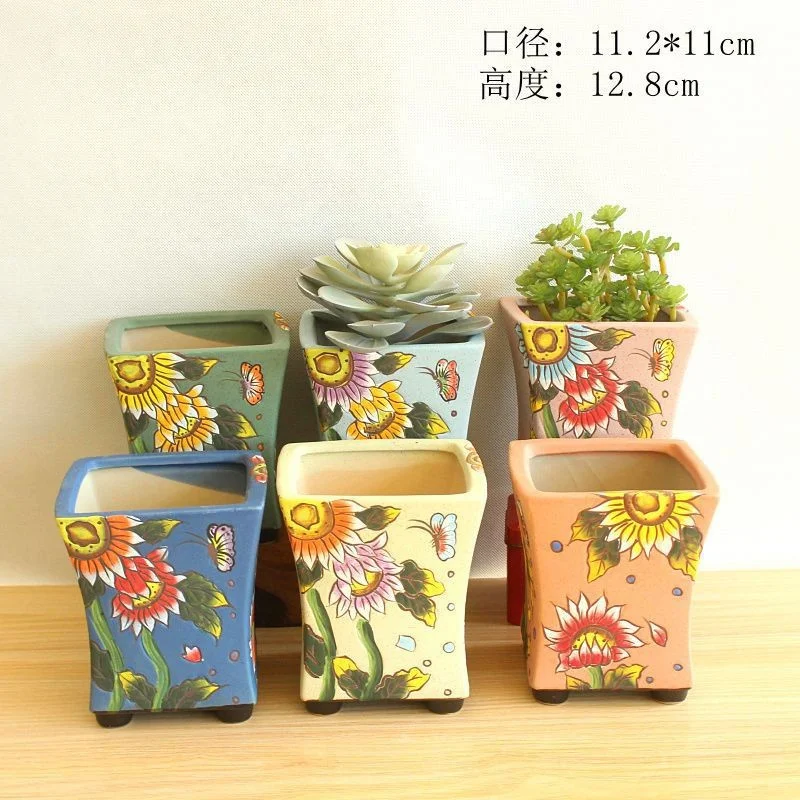 Ceramic Succulent Old Stump Planter - Hand-Painted Ceramic Planter - Succulent Pot