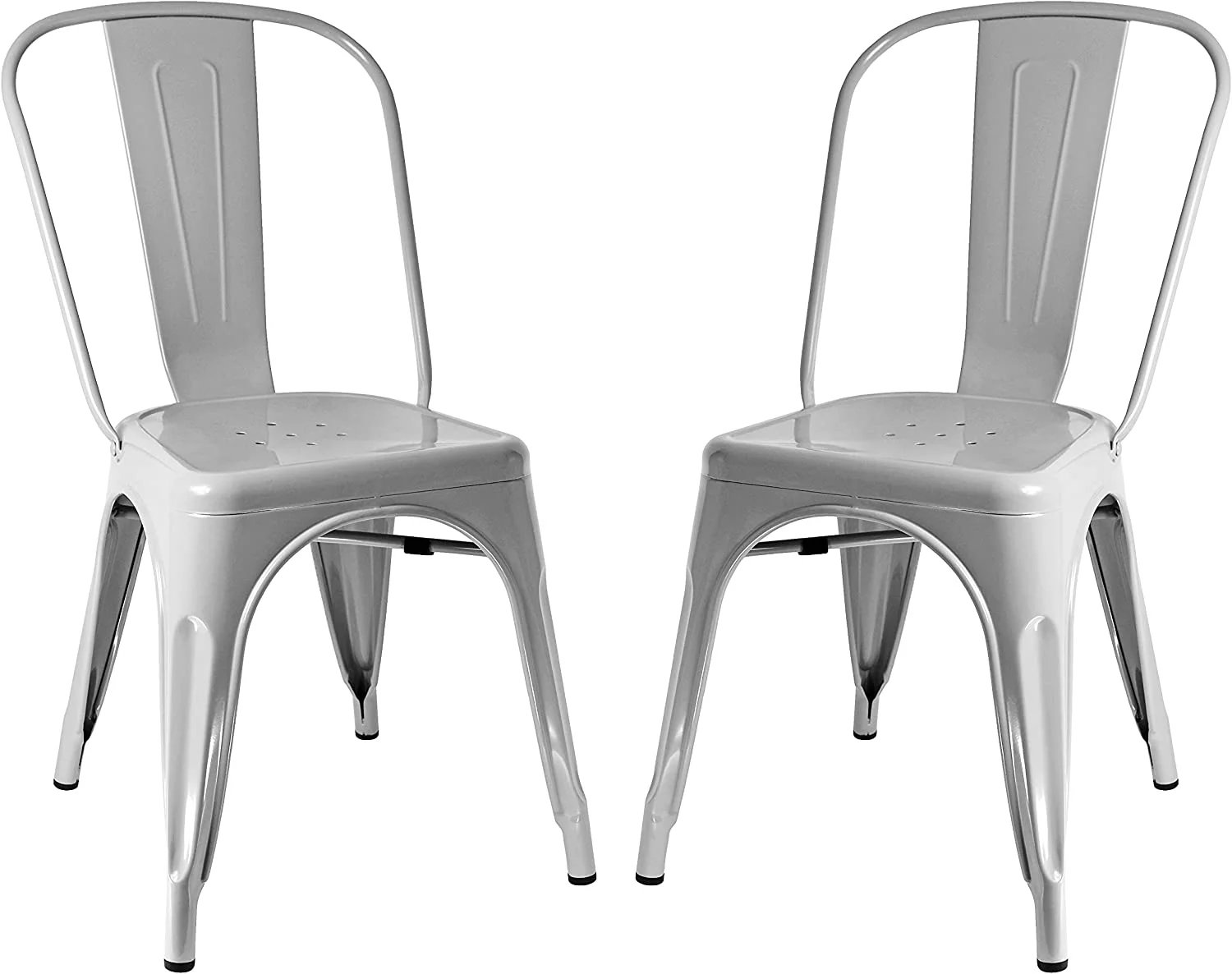 Group Stackable Metal Cafe Chair, Gray (Pack of 2)