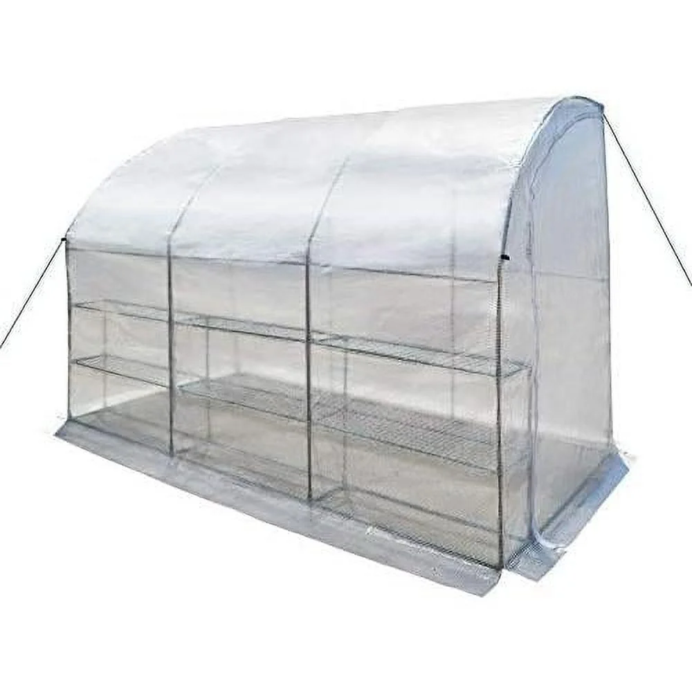 new large walk-in wall greenhouse 10x5x7'h w 3 tiers/6 shelves gardening (white)