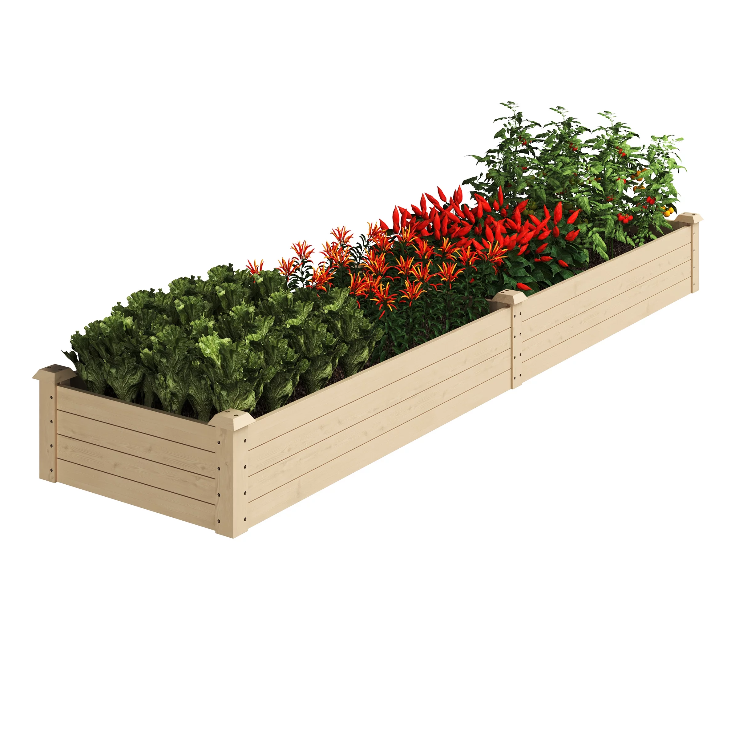 Home-Complete Raised Garden Bed - 8ftx2ft Wood Planter Box with Open Bottom
