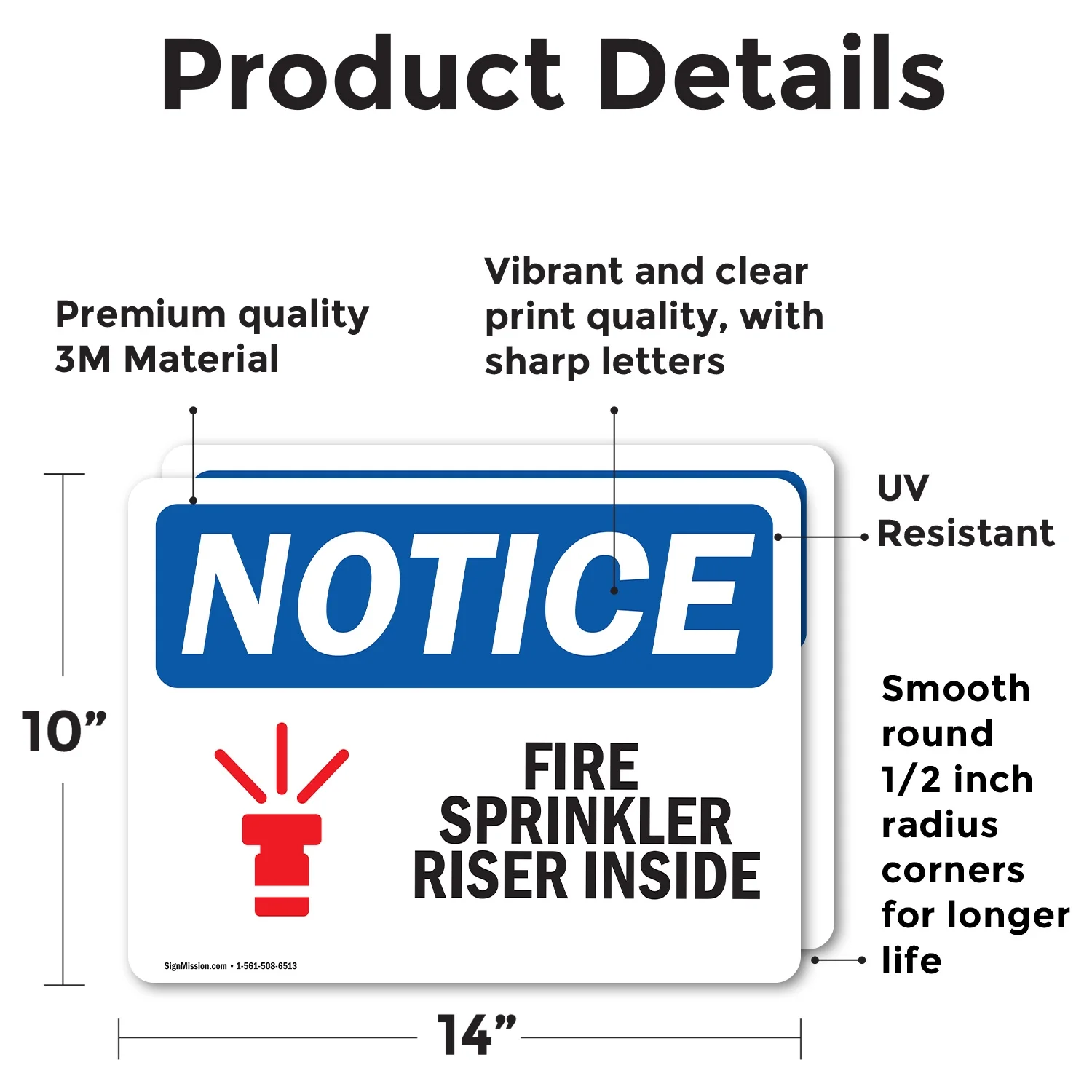 (2 Pack) Fire Sprinkler Riser Inside Sign