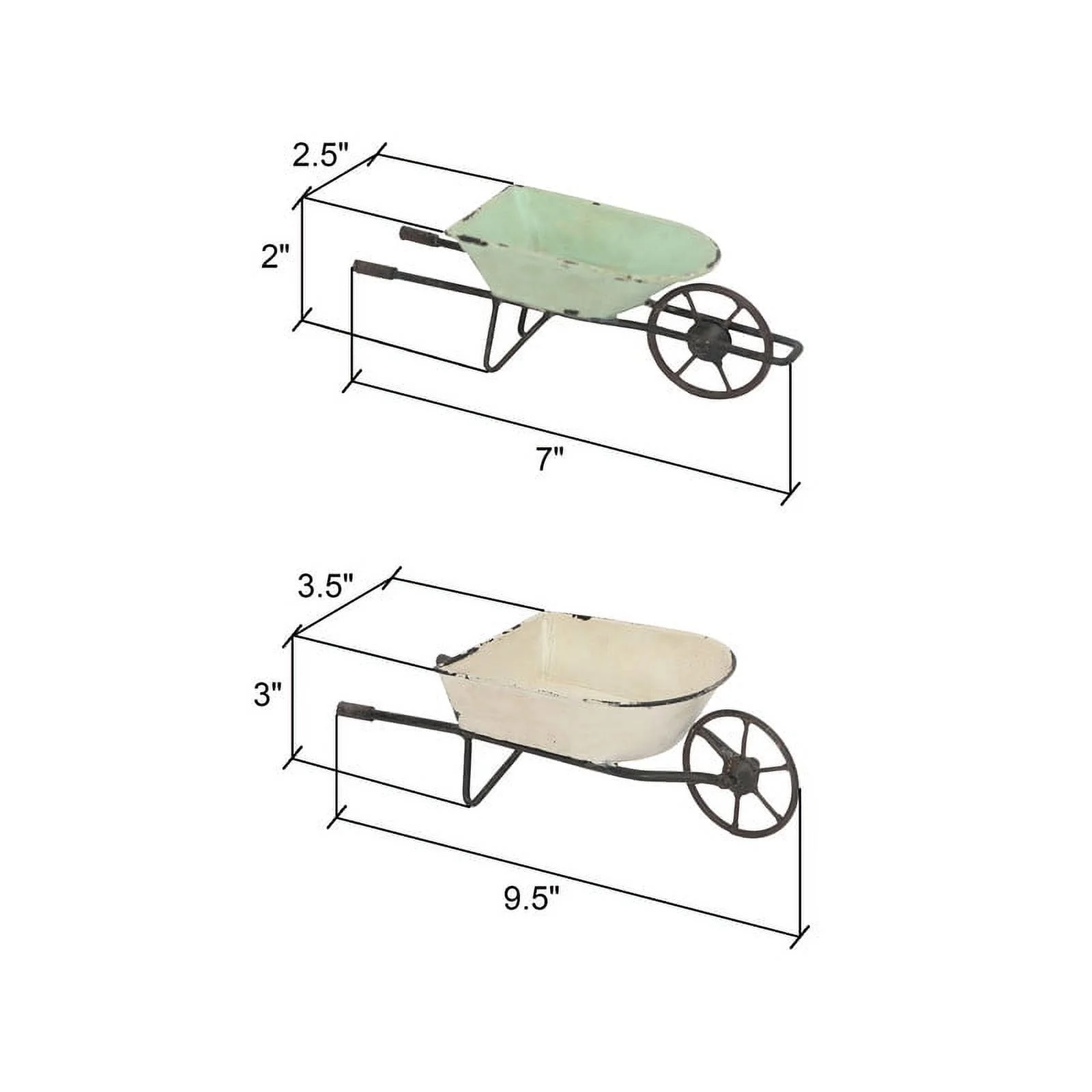 Elina Homestead Tabletop Metal Farmhouse Wheelbarrow Set of 3