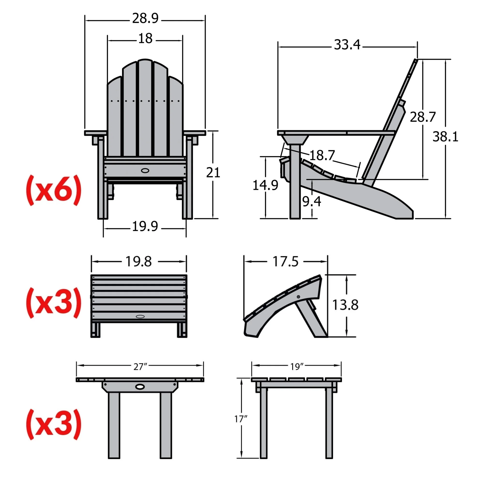 highwood 12-piece Adirondack Patio Conversation Set Nantucket Blue