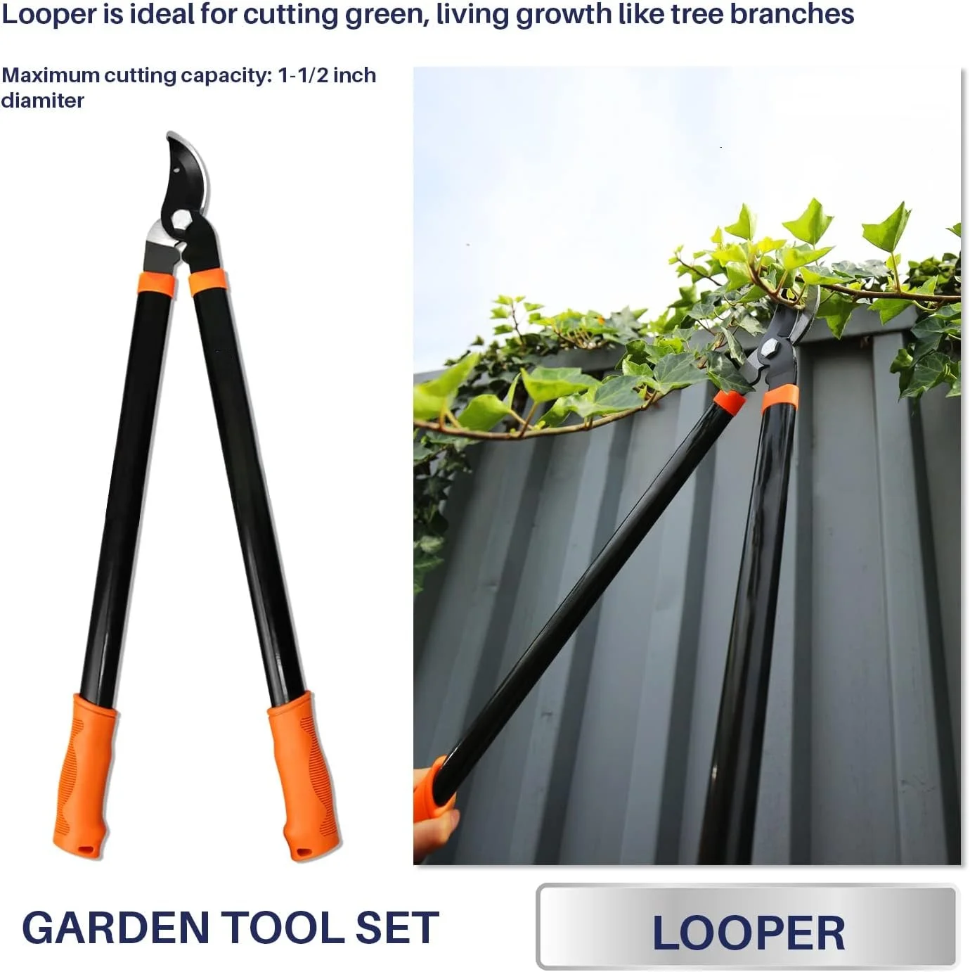 3 Piece Combo Garden Tool Set with Lopper, Hedge Shears and Pruner Shears, Tree & Shrub Care Kit…