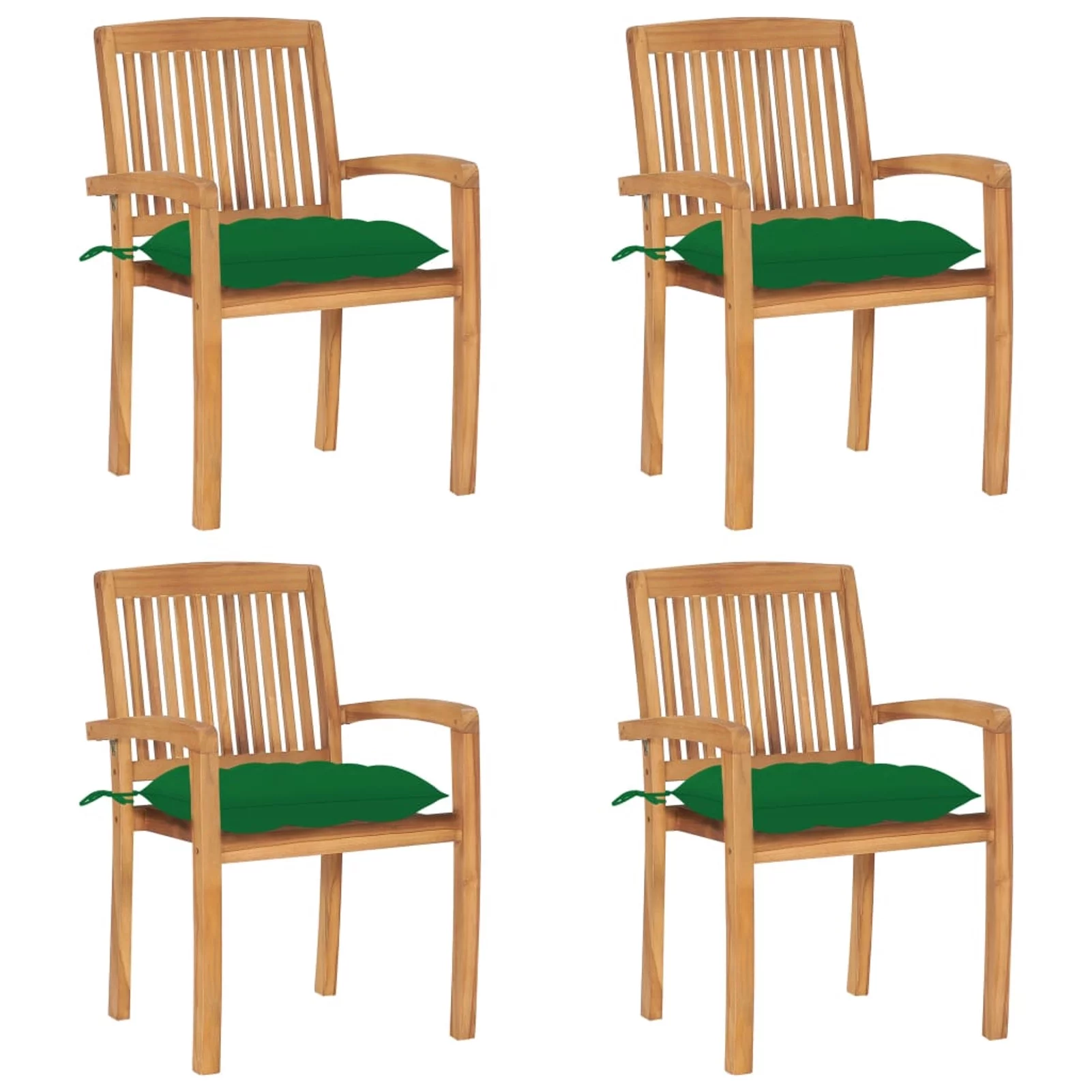 Anself Stacking Patio Chairs with Cushions 4 pcs Solid Teak Wood