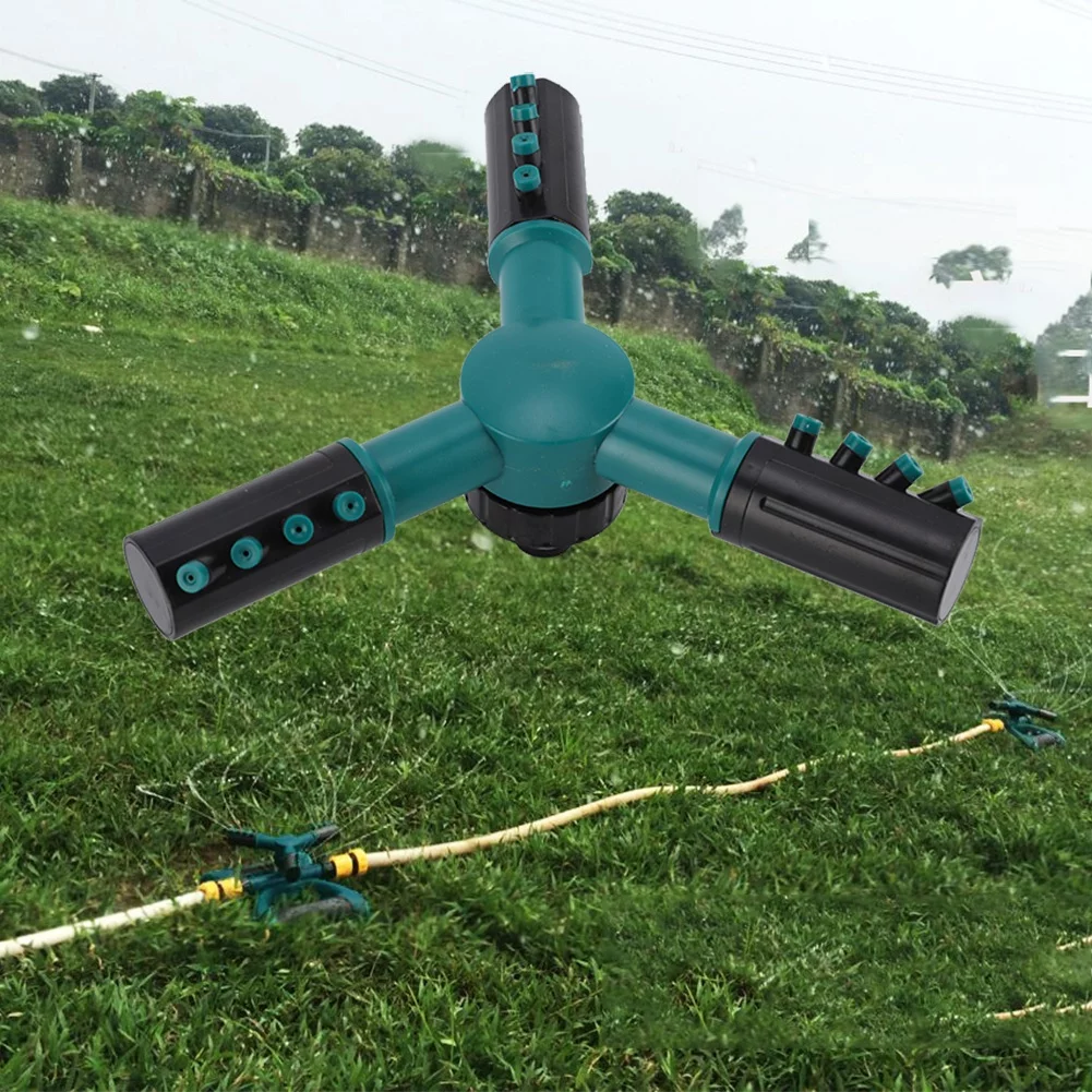 Garden Irrigation-Three-way Spray Head 360 Degree Rotating Sprinkler Garden Irrigation (Dark Green)