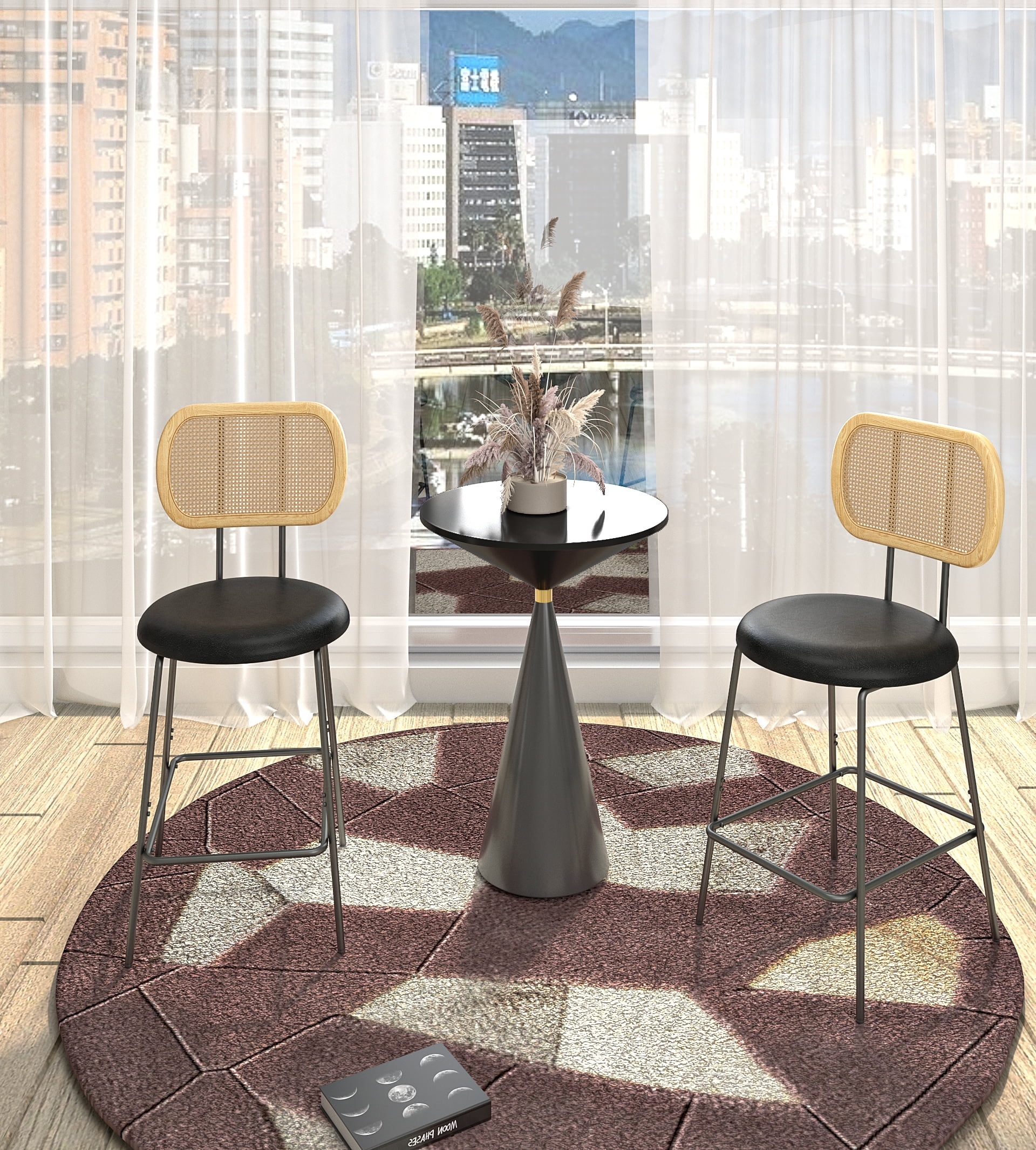 CoSoTower 2-Piece Rattan Bar Chair Set