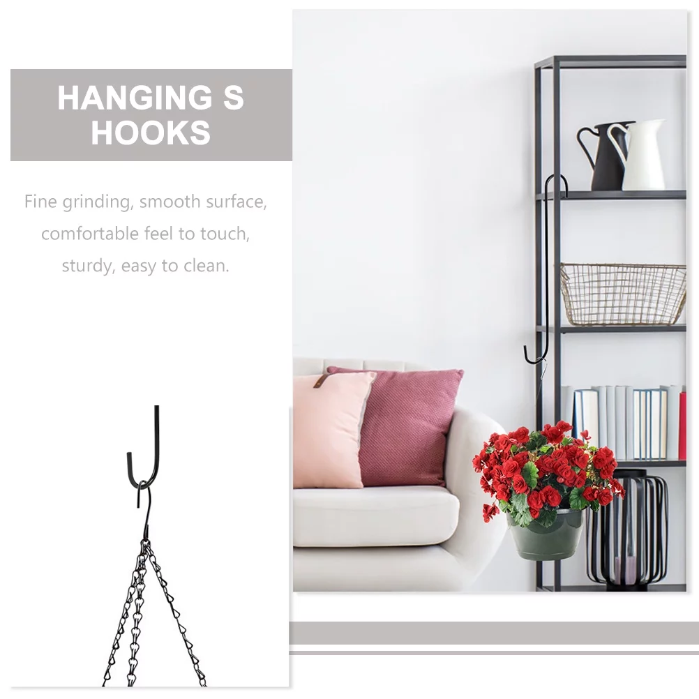 6 Pcs S-shaped Hook Bird Feeders for Outdoors Plant Hanging Hangers Hooks Stand Flowerpot Garden Trim Iron