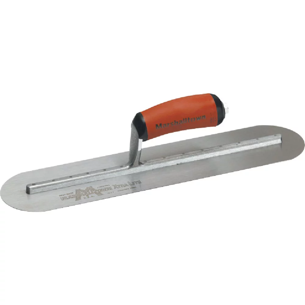 1PACK Marshalltown 4 In. x 16 In. High Carbon Steel Fully Rounded Finishing Trowel with Curved DuraSoft Handle