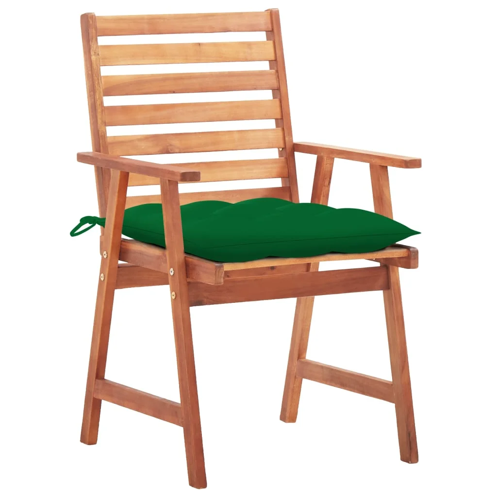 Patio Dining Chairs 3 pcs with Cushions Solid Acacia Wood