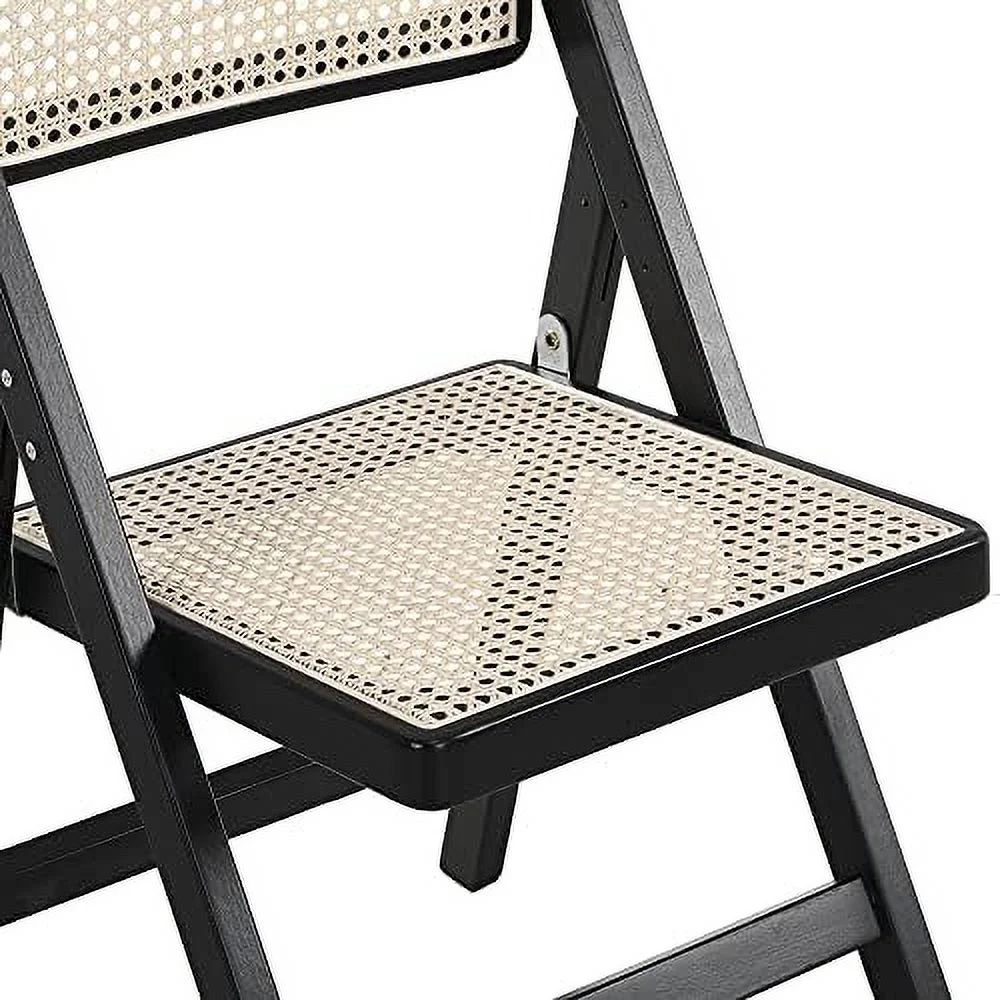 xrboomlife Frances  Folding Cane Rattan Chairs (Black)