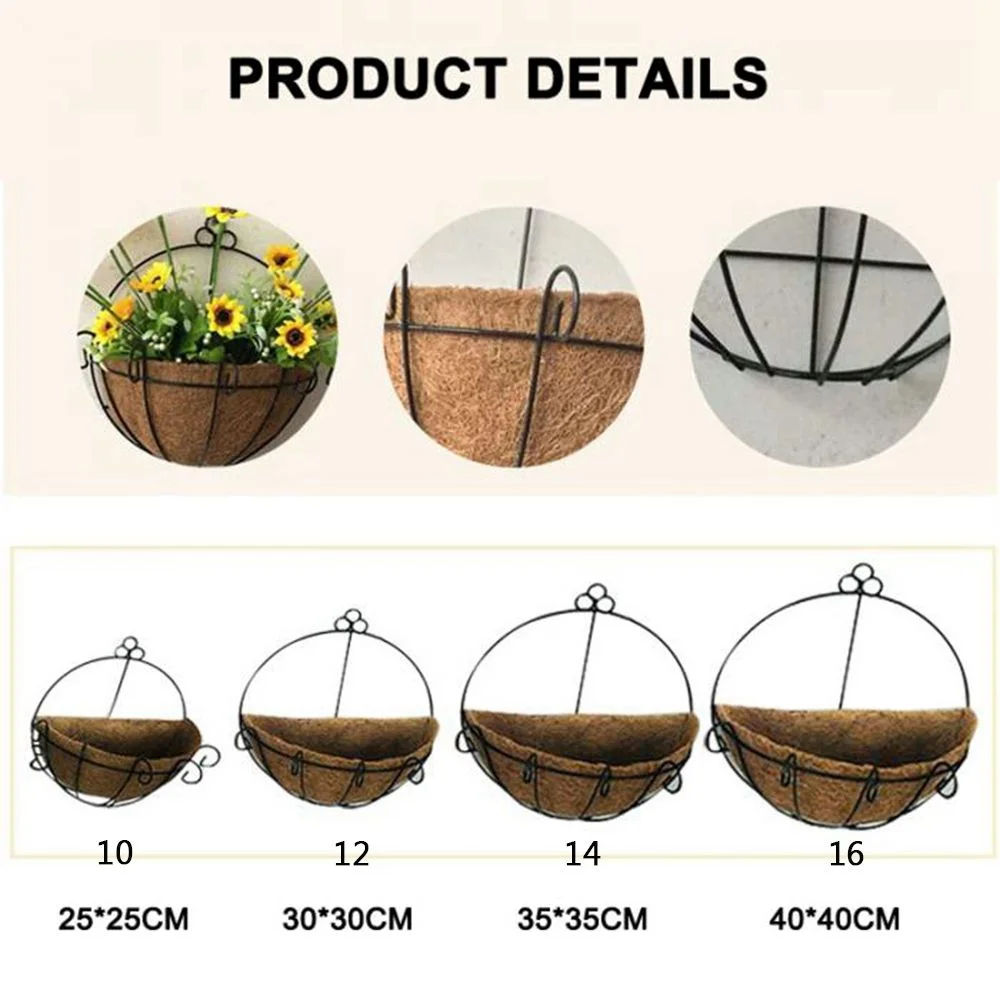 Iron Wire Semi-hand N1N Wall Hanging Balcony Flowers Yard Flower Pot Hanging Basket Garden Supplies Decoration 10INCH