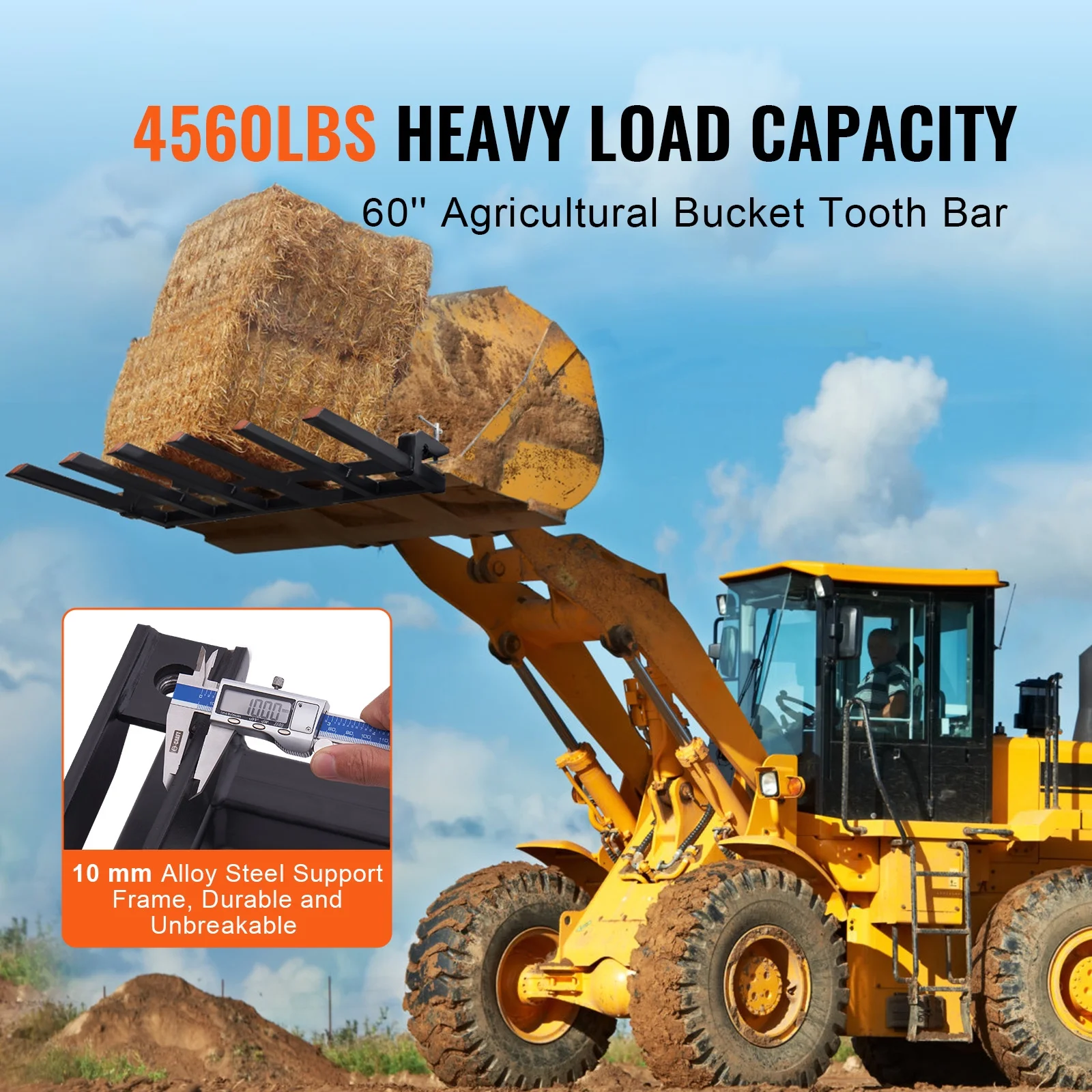 SKYSHALO 4,560 lbs Clamp on Debris Pallet Fork 60