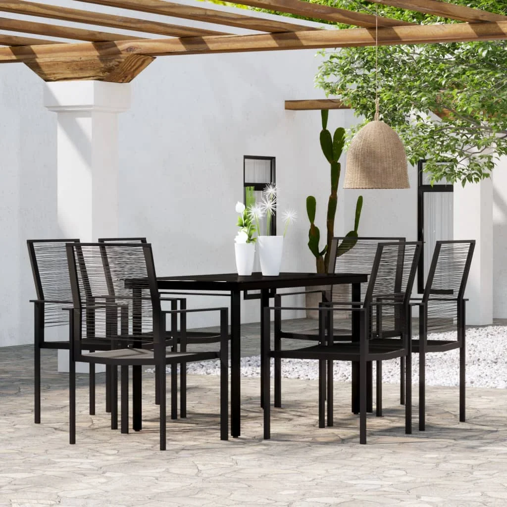 7 Piece Patio Dining Set Black