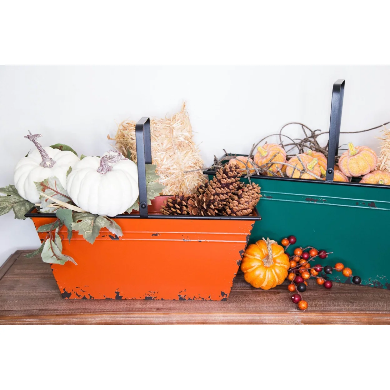 Household, Plants, Gardening Storage Rustic Metal Harvest Gathering Bins - Set of 2