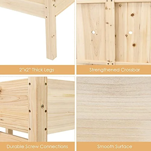 Safstar Raised Garden Bed Set of 2, Wood Elevated Planter Beds with 8 Drainage Holes & 2 Planter Boxes, 3.5 Cu.Ft Outdoor Planting Container for Flowers Vegetables Herbs, Above Ground Rise Garden Beds