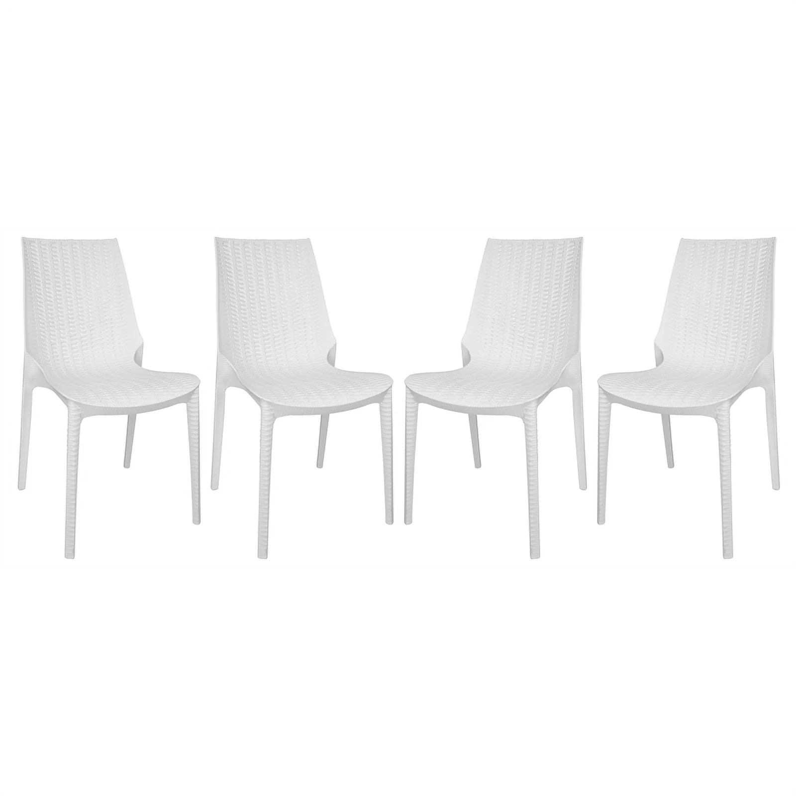 Afuera Living Lightweight Outdoor Stackable Dining Chair Set Of 4 In White
