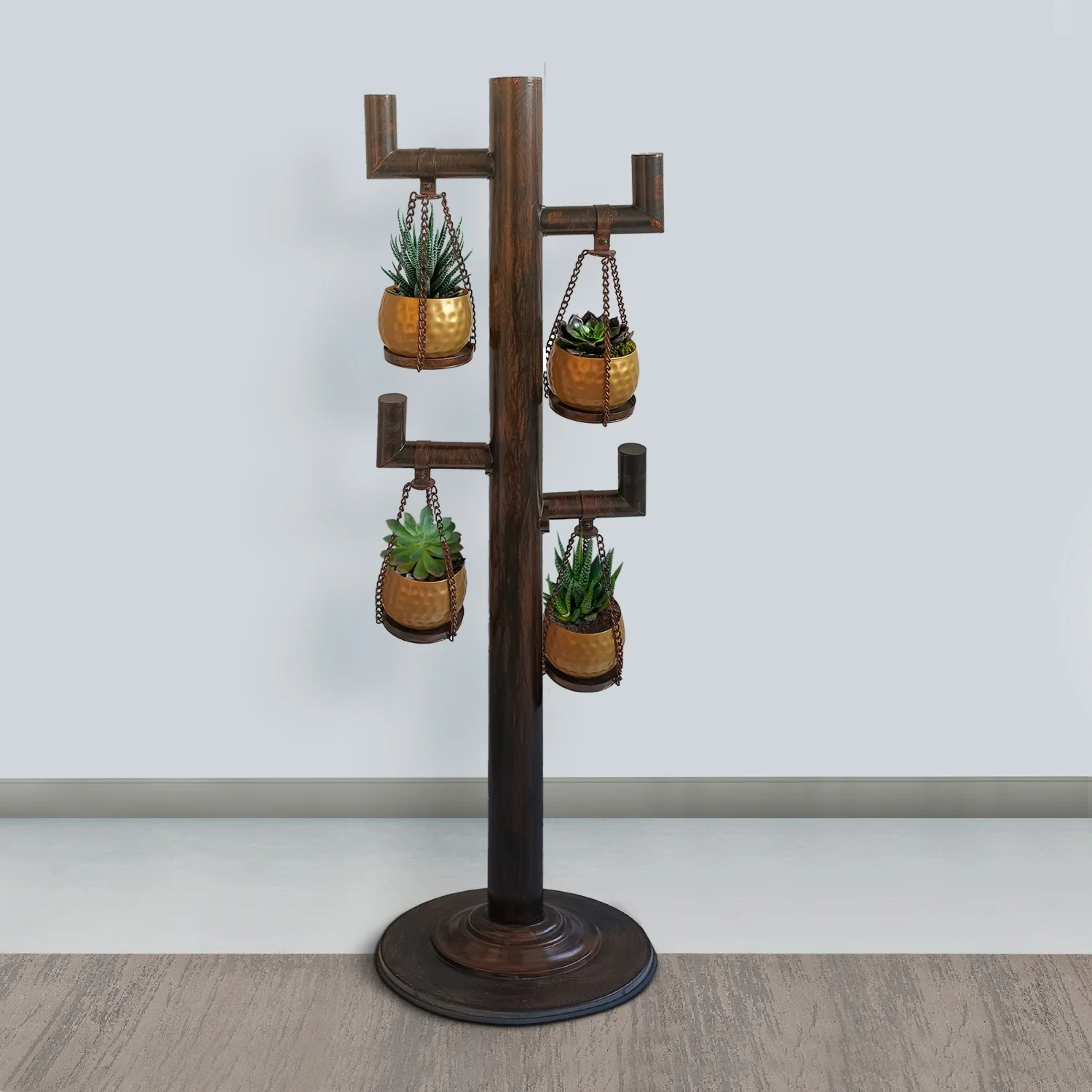 YLtoohoom 52 Inch Tall Plant Stand with 4 Hanging Pots  Antique Bronze  Gold  Black