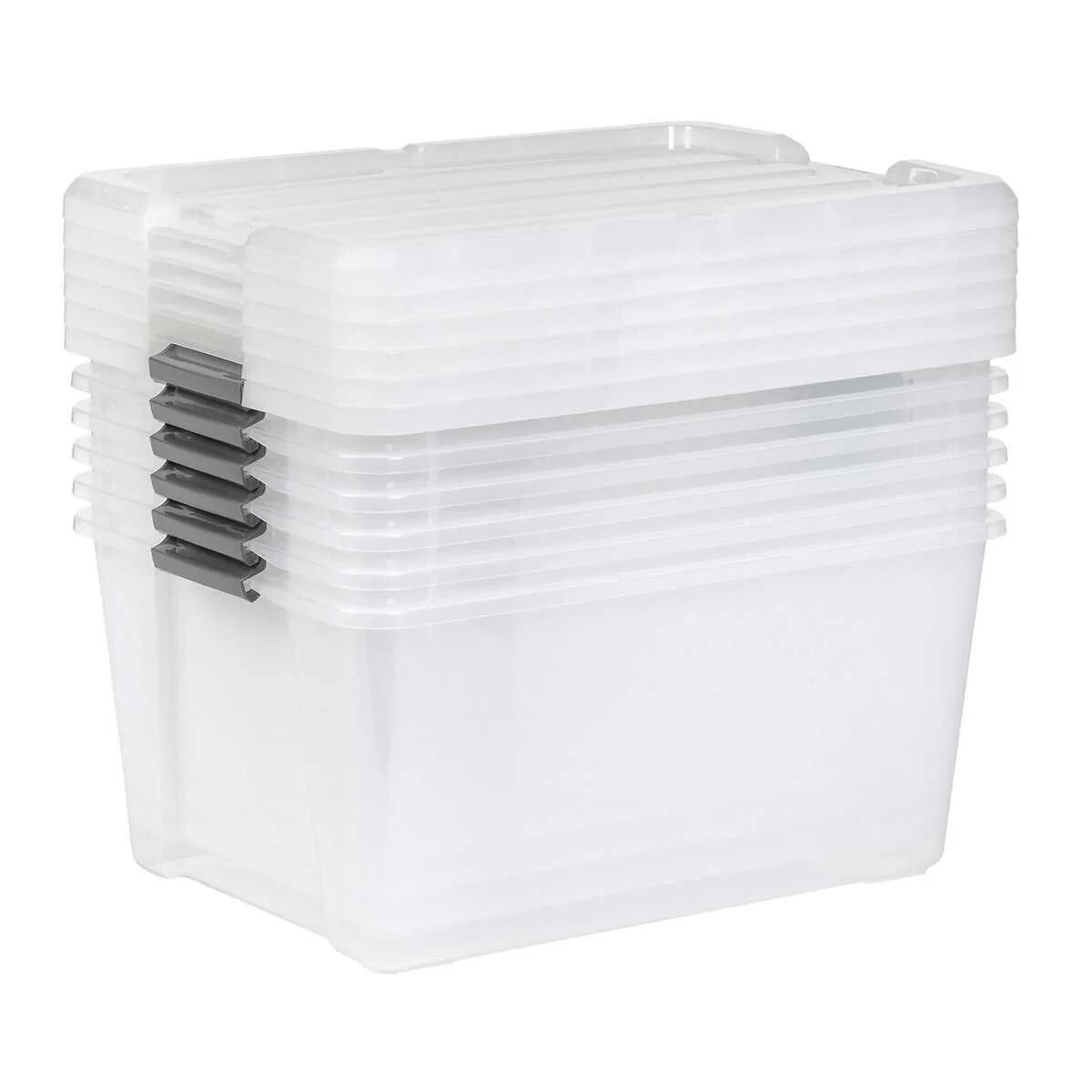 STORAGE CONTAINERS PLASTIC BINS STACKABLE TUBS BOXES WITH LIDS 45 QT ~ 6PK