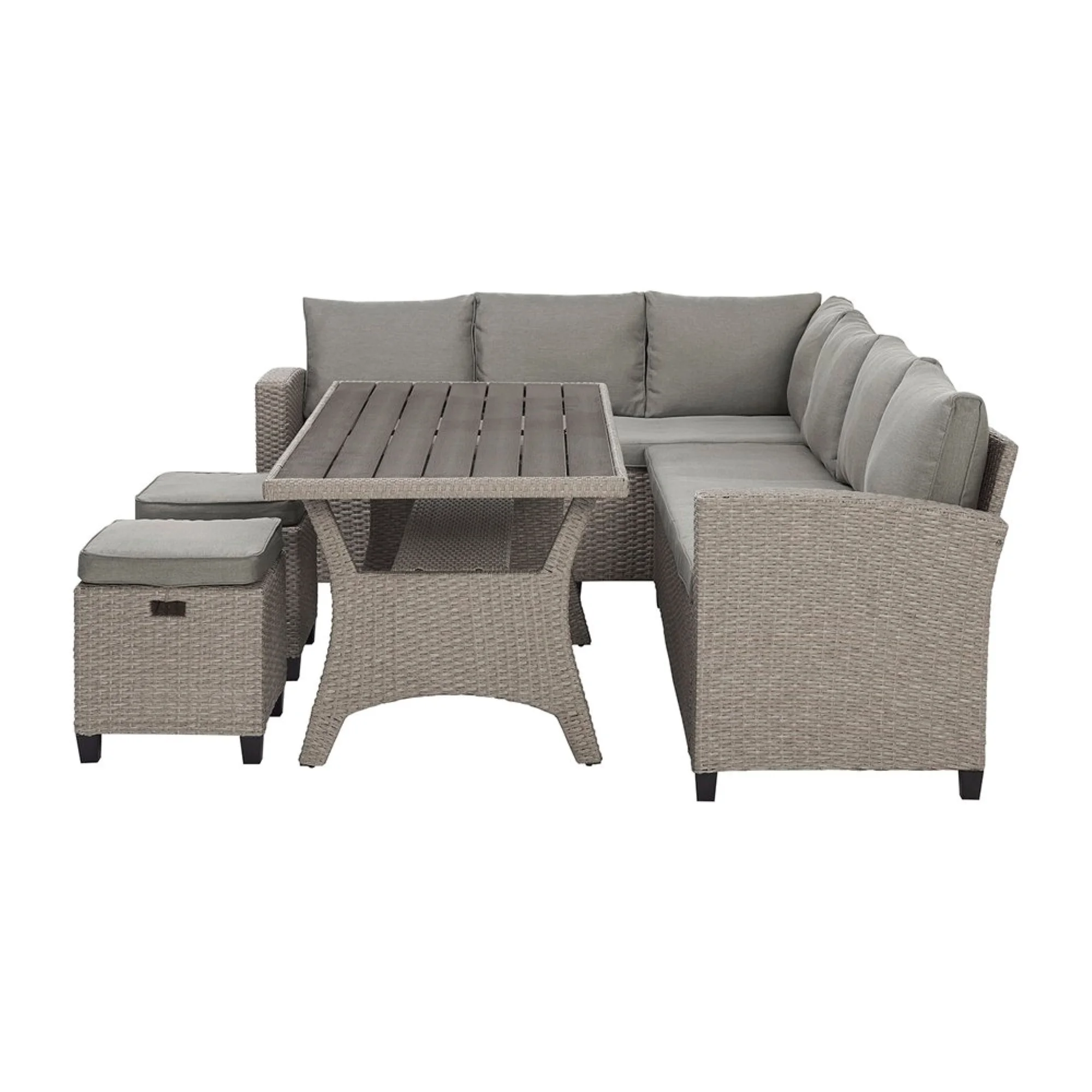 Progressive Furniture Bali 5-Piece Wicker / Rattan Seating & Table Set in Gray