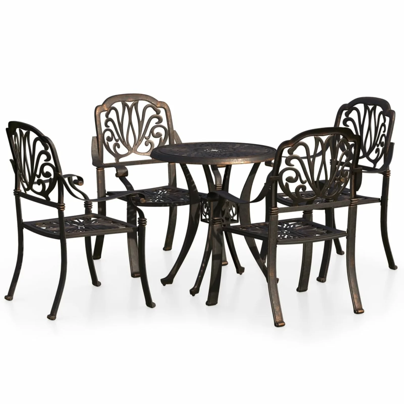 5 Piece Bistro Set Cast Aluminum Bronze