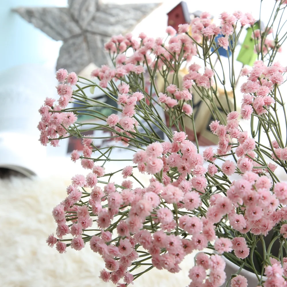 Scceatti Fake Plants for Outdoors Indoor Artificial Babys Breath Silk Flowers Artificial Silk Fake Flowers Baby's Breath Floral Wedding Bouquet Party Decor PK for Table Home Wedding Kitchen Garden