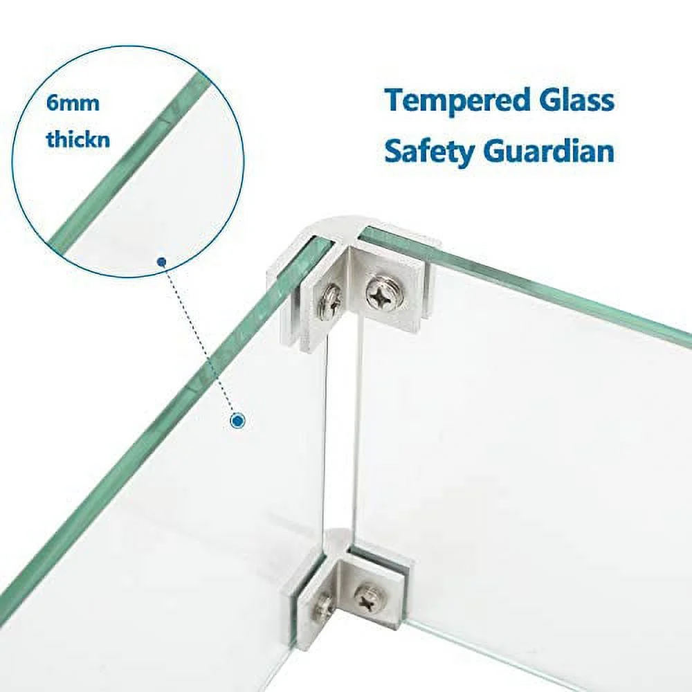 COSIEST Glass Wind Guard, Rectangle, Tempered Glass for Outdoor Fire Pit, 19.5x7.5x5.5 inches