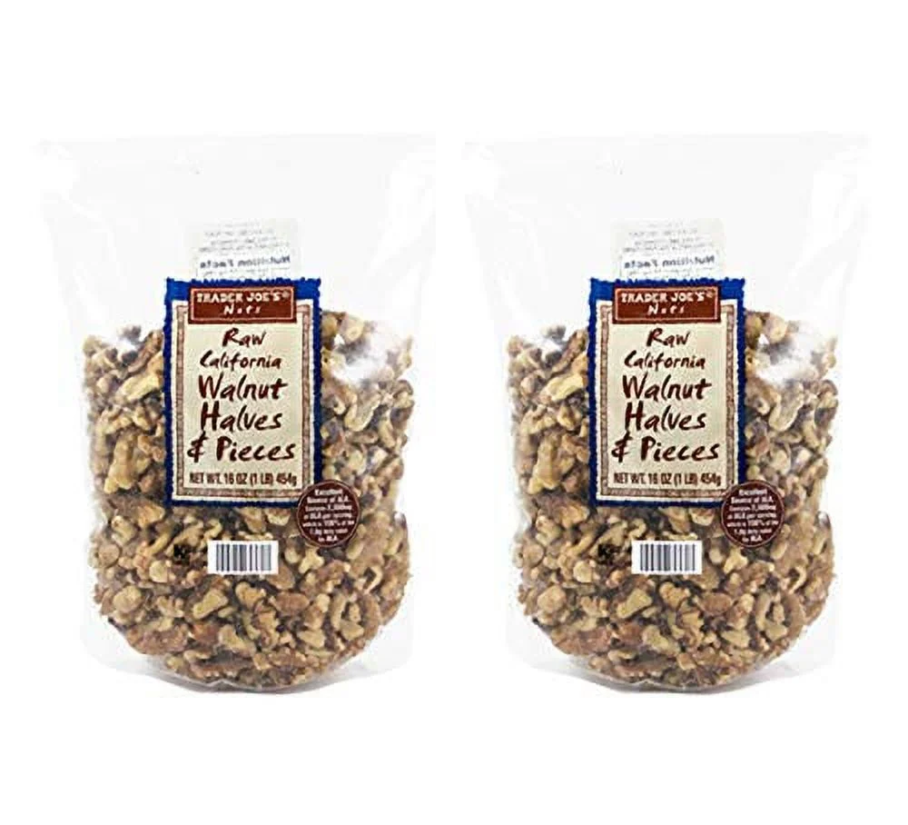 Trader Joes Raw California Walnut Halves & Pieces: 2 Pack (2 lbs)