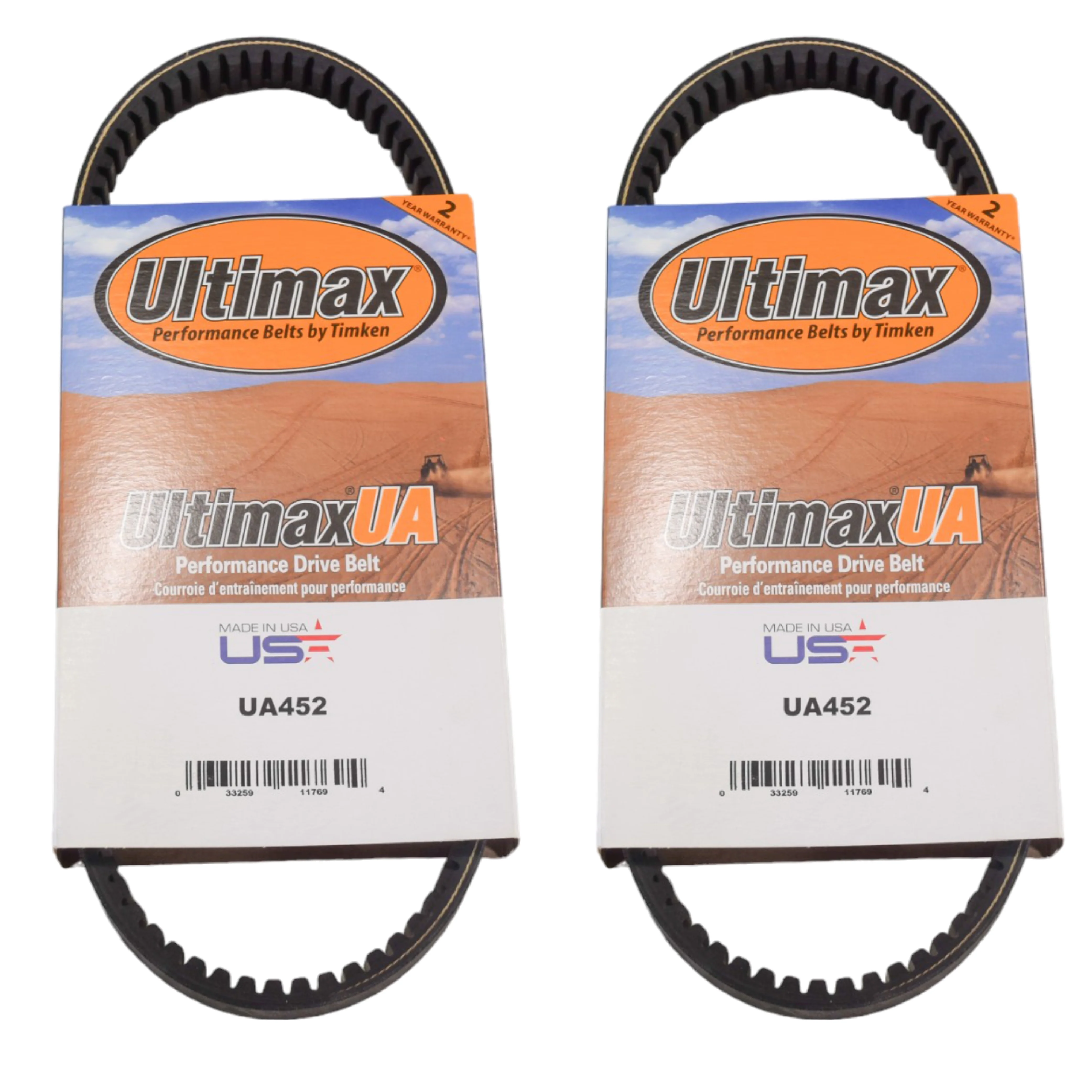 Ultimax UA452 Drive Belt for Kawasaki Brute Force&nbsp;(Made in USA)&nbsp; 2 Pack