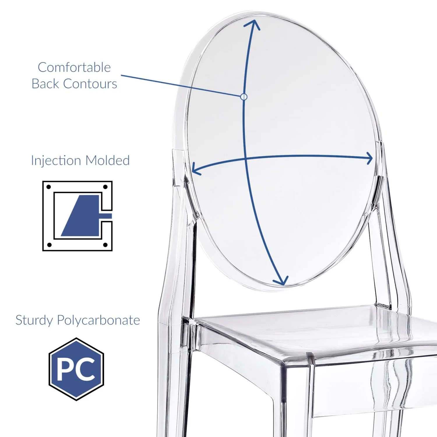 Side Dining Chair, Set of 2, Clear, Plastic, Kitchen Cafe Bistro Hospitality Restaurant, Modern Contemporary HB34958