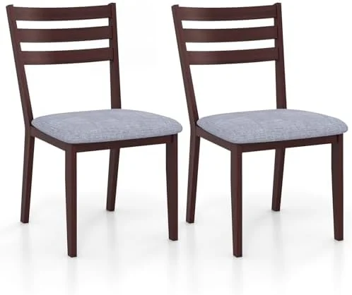 HYHBIBOOM Wood Dining Chairs   Upholstered Kitchen Chair with Solid Rubber Wood Frame  Armless Wooden Dining Side Chairs with Cushion Seat  Farmhouse High Ladder Dining Room Chair