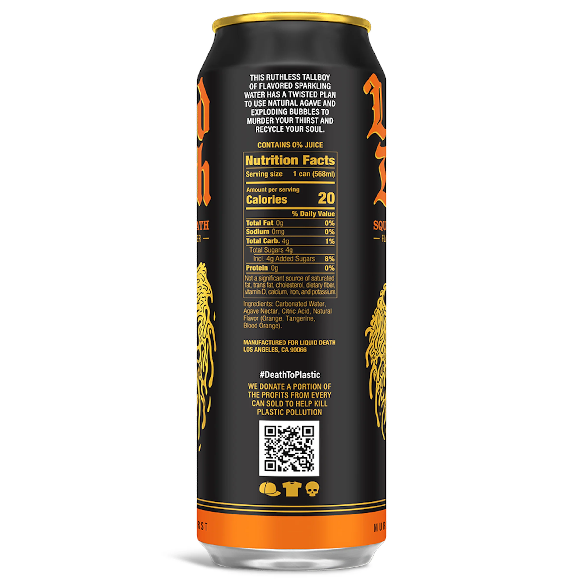Liquid Death Sparkling Water, Squeezed to Death 19.2 oz King Size Can