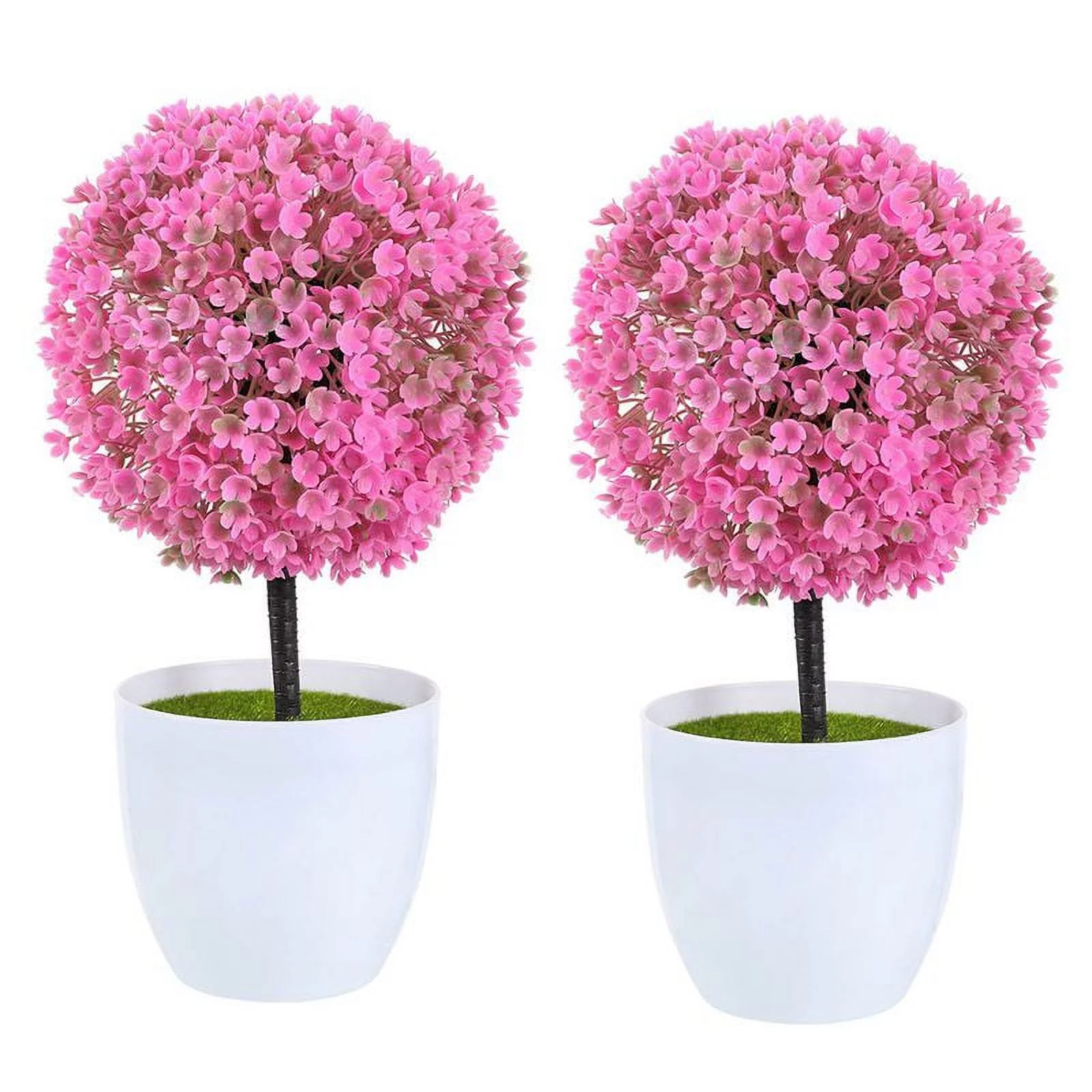KABOER New Style Popular Artificial Outdoor Ball Plant Tree Pot Multi Colour Sakura Snowball(Pink ,2 PCS)