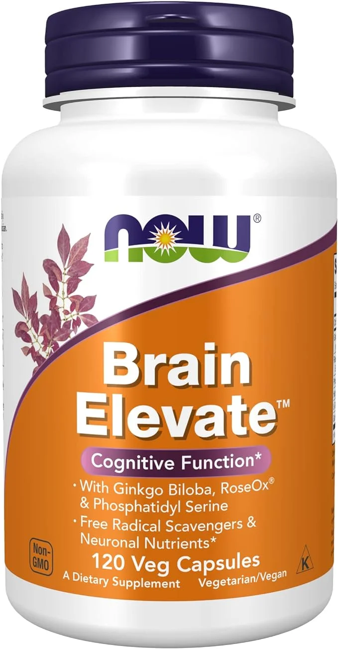 NOW Supplements, Brain Elevate™, Featuring Ginkgo Biloba, RoseOx® and Phosphatidyl Serine, 120 Veg Capsules
