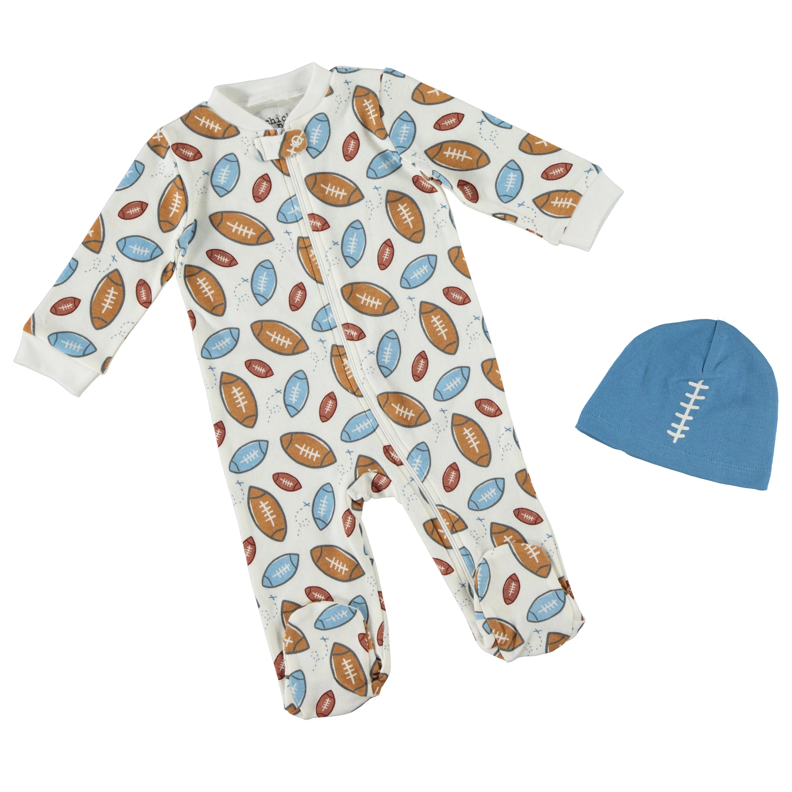 Baby Boy Baby Clothes Footed Pajama Set for Sleep and Play 2 PC Set Football Sports Star 6-9M