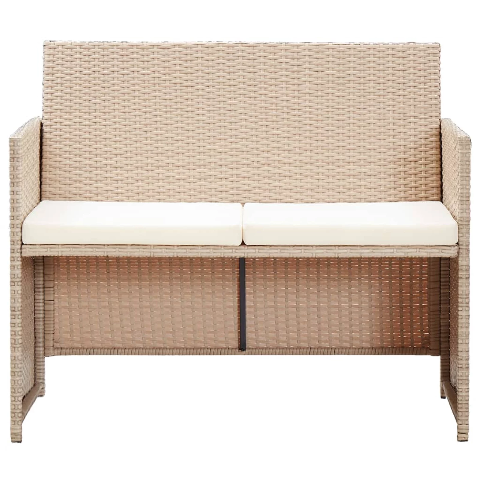 Walmeck 2 Seater Patio Sofa with Cushions Beige Poly Rattan