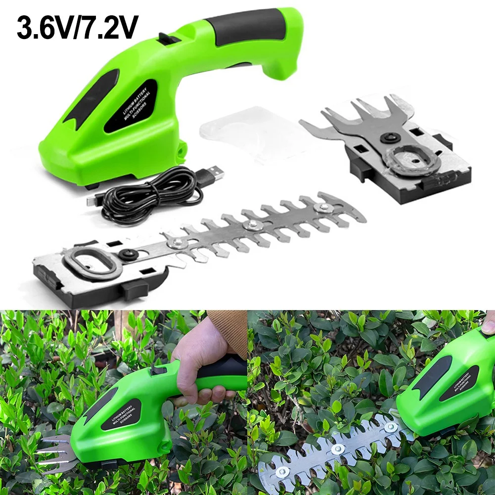 2-in-1 Electric Cordless Hedge Plants Trimmer Handheld Grass Shear Shrub Cutter