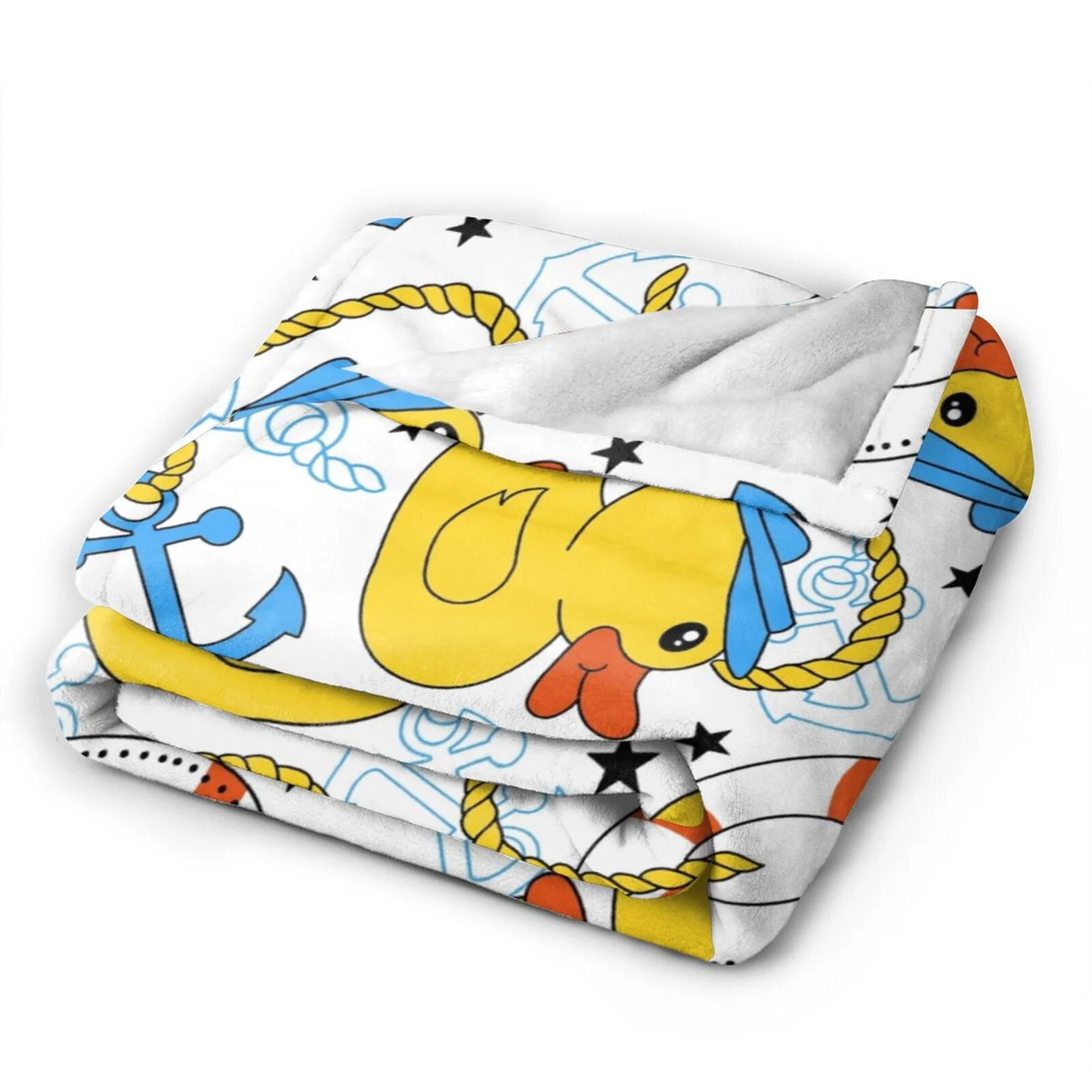 Ocsxa Flannel Fleece Ducks And Anchors Print Throw Blanket, Lightweight Super Soft Cozy Plush Blanket,40