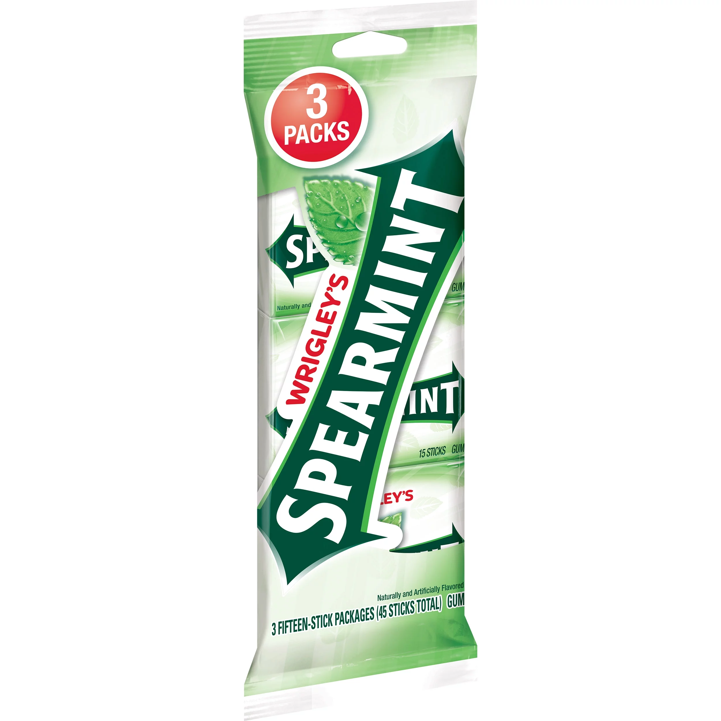 Wrigley's Spearmint Chewing Gum Bulk Pack - 15 Stick Pack (Pack of 3)