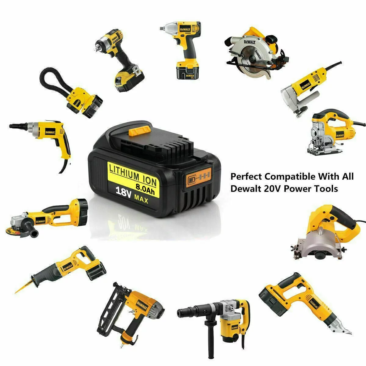 2 Pack For DeWalt 20V 20 Volt Max XR 8.0AH Lithium Ion Battery DCB206-2 DCB205-2
