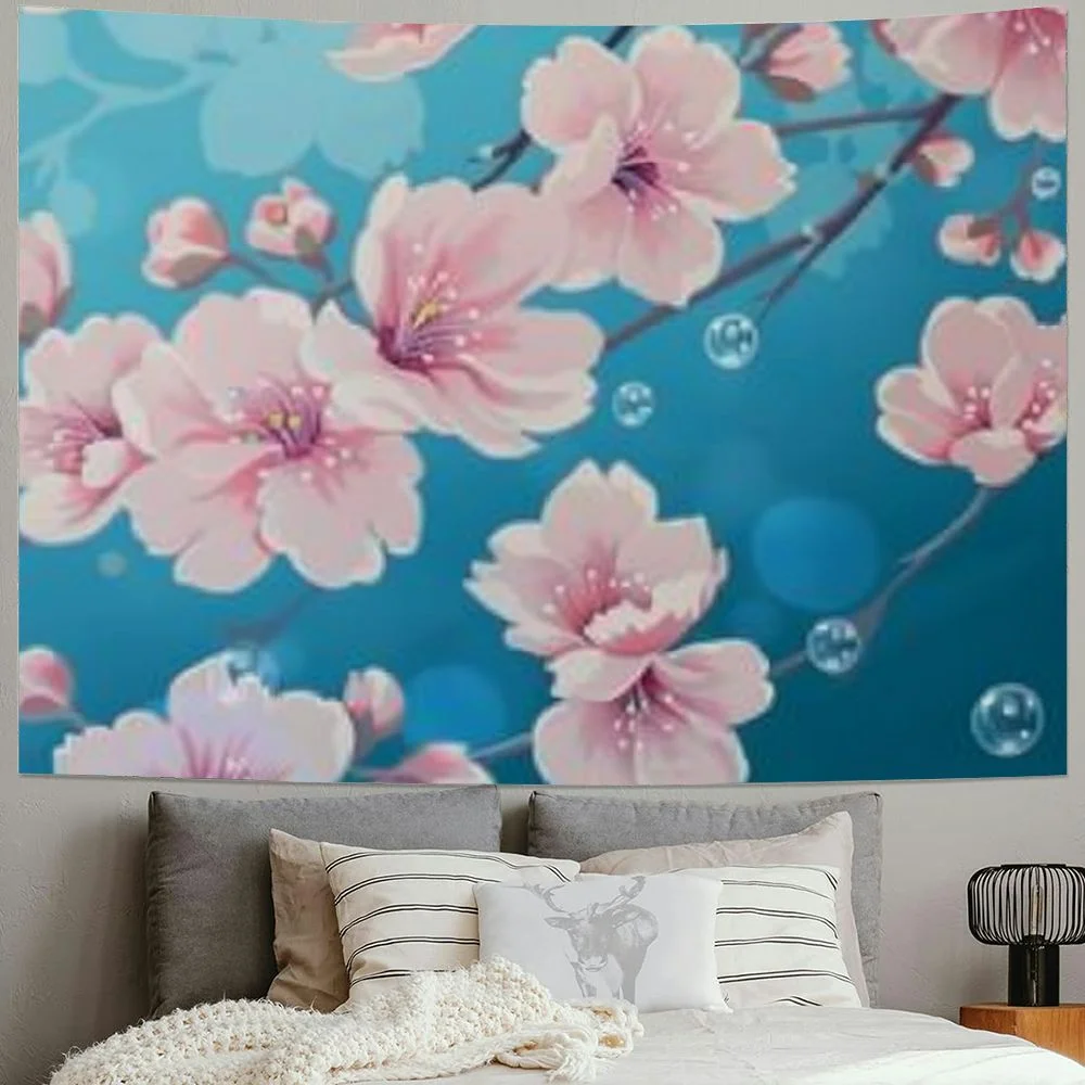 QCPP Cherry Blossoms Pink Flowers Plum Branch Cherry Blossom Flower Wall Decoration Painting