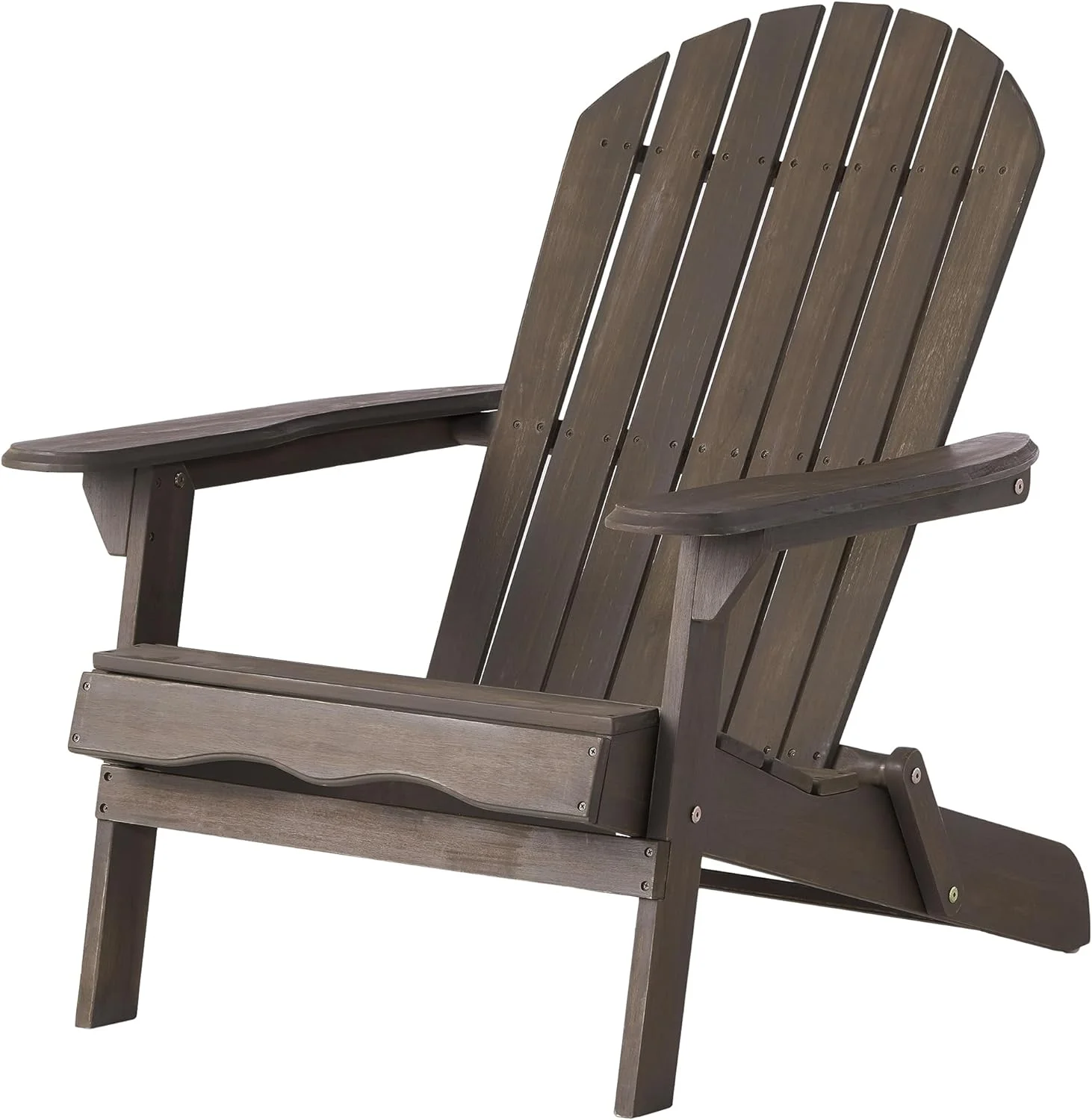 Christopher Home Milan Outdoor Rustic Acacia Wood Folding Adirondack Chair, Gray