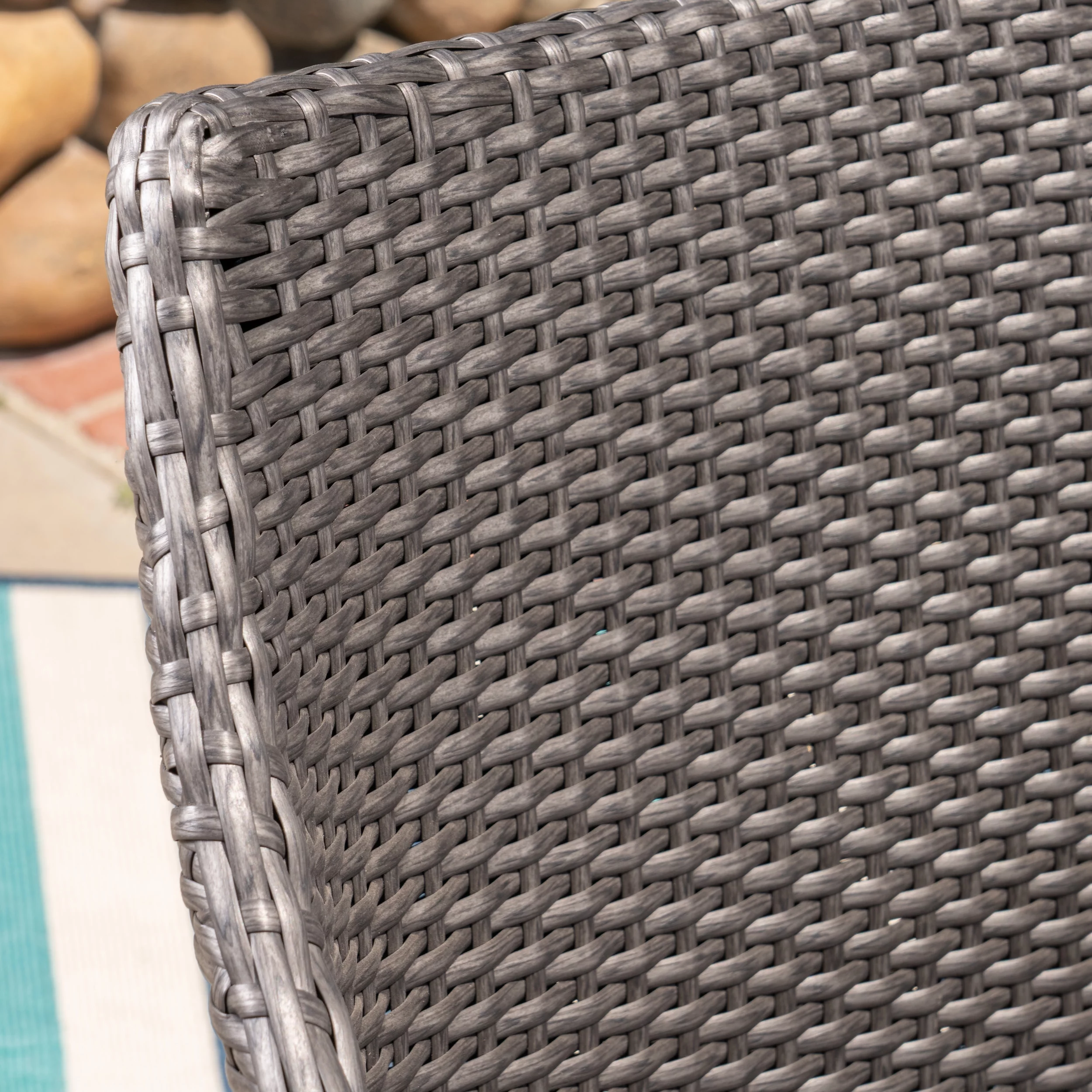 Noble House Abbott 7 Piece Wicker Patio Dining Set in Gray