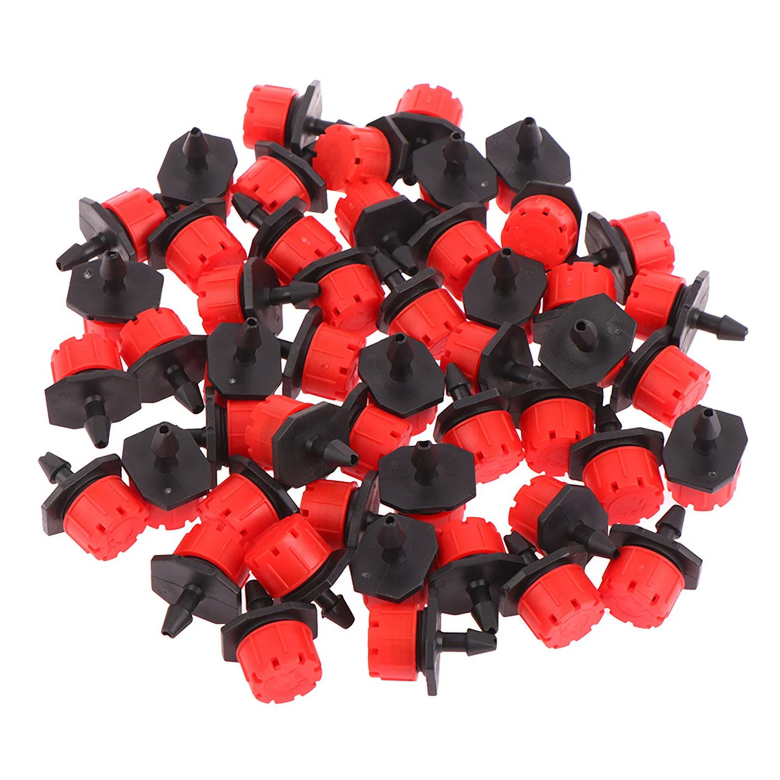 50PCS 1/4'' Barb Red Adjustable Nozzles Garden Watering Irrigation Sprinkler Emitter Micro Drip Balcony Yard Greenhouse Spray