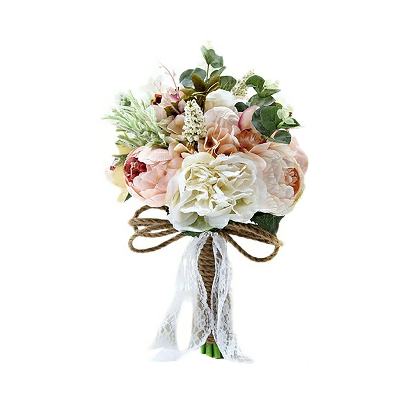 Yeetfub Fake Flowers Silk Flowers Artificial Peony Rose Bouquet Bride Bridesmaid Handmade Wedding Bouquet Silk Bridal Bouquet Bouquet for Window Garden Office Patio Planter Pathway Front Porch