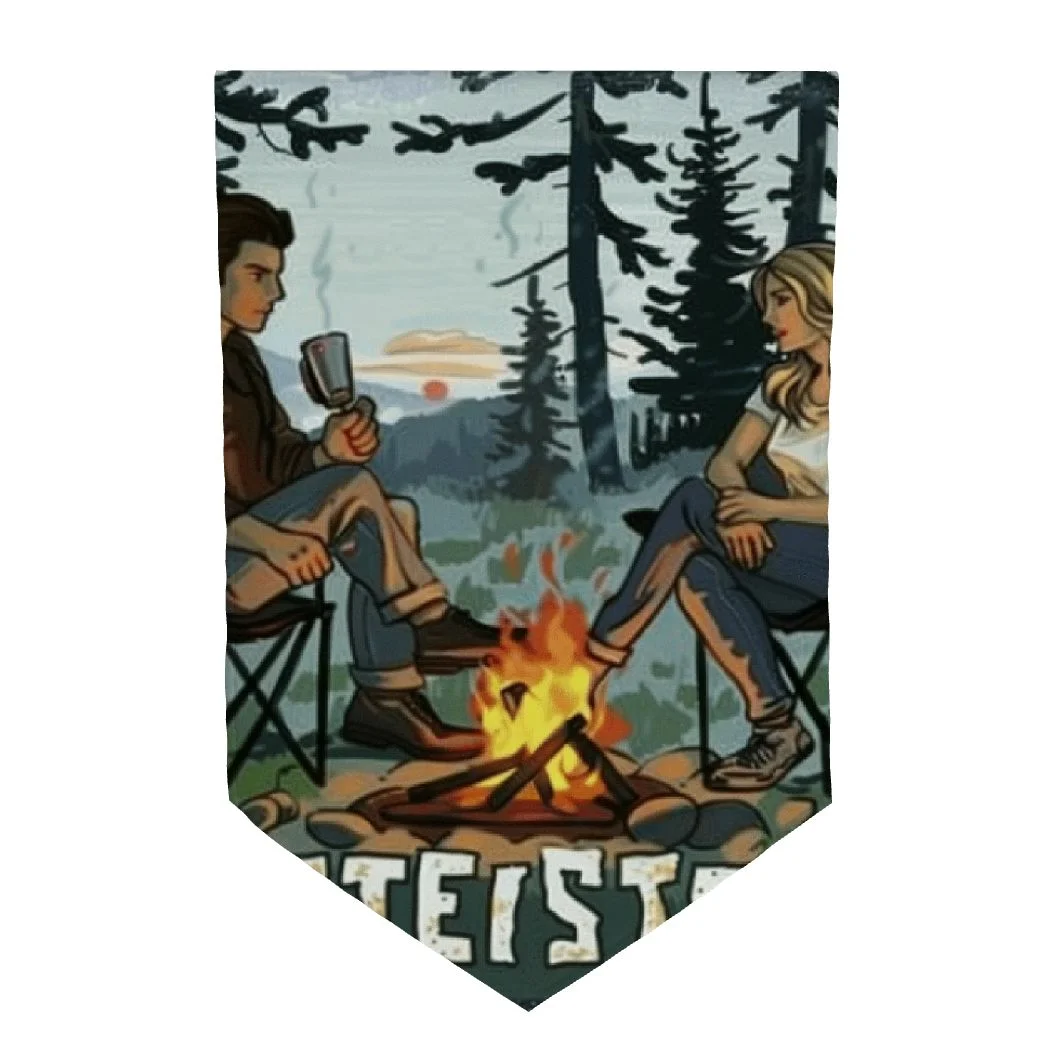 Xllo0ord Camping Garden Flag for Campsite, Let's Sit By The Campfire Husband and Wife Vertical Double Sided, Welcome to Our Campsite,Outdoor Fire Pit Campsite Decoration 12x18inch