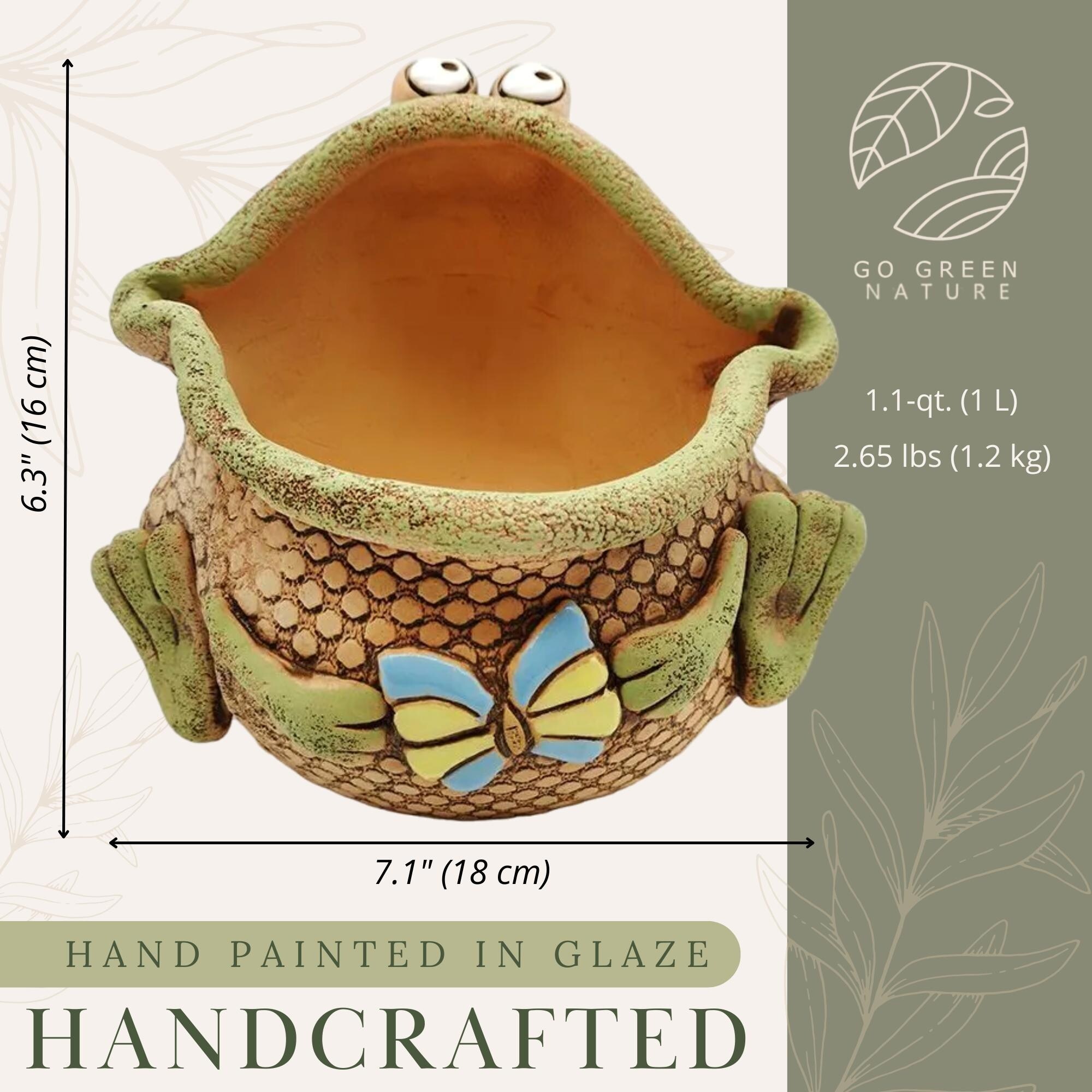 Golden Ceramics  Handmade Flower Pot Planter - Frogling - 6.3