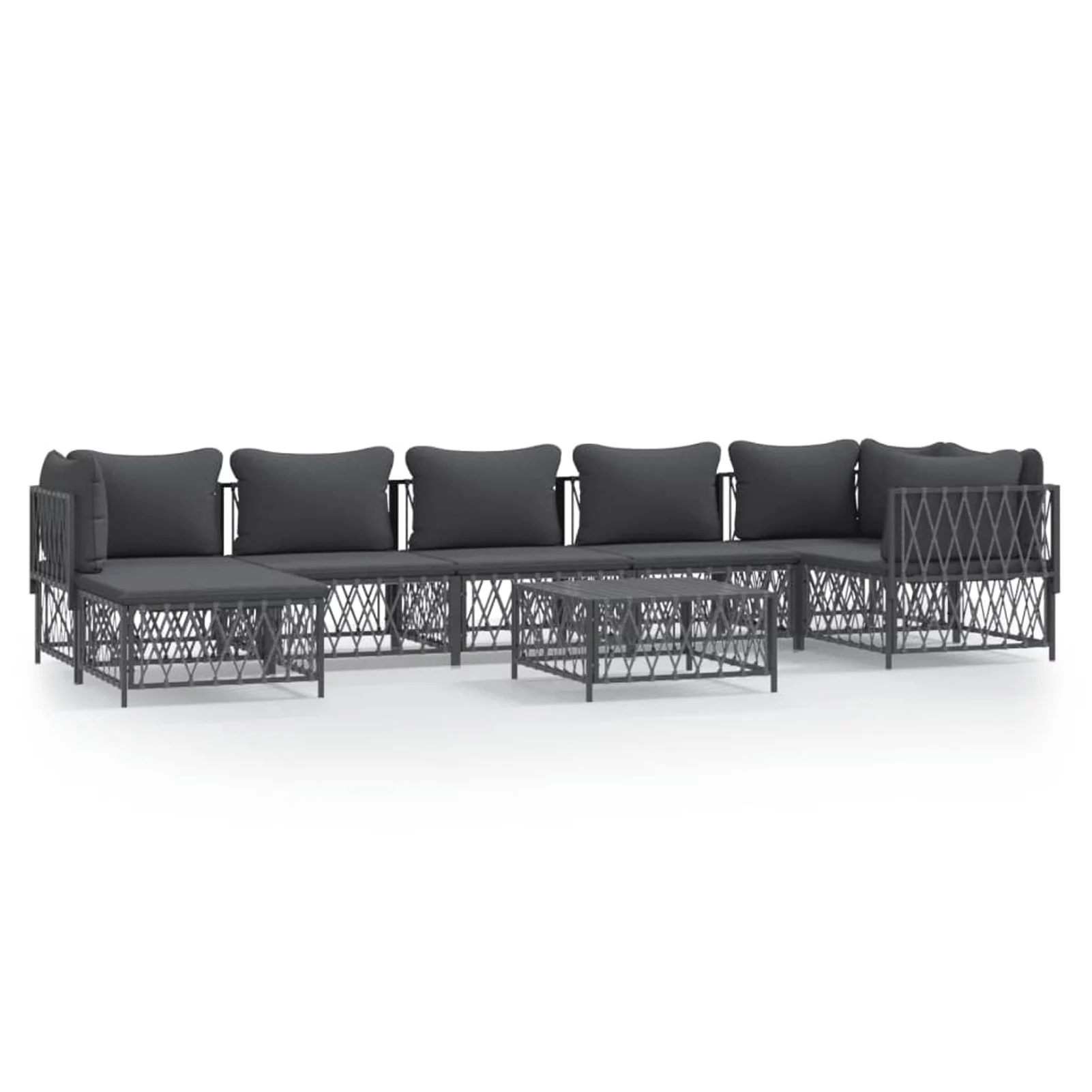 Dcenta 8 Piece Patio Set with Cushions Anthracite Steel
