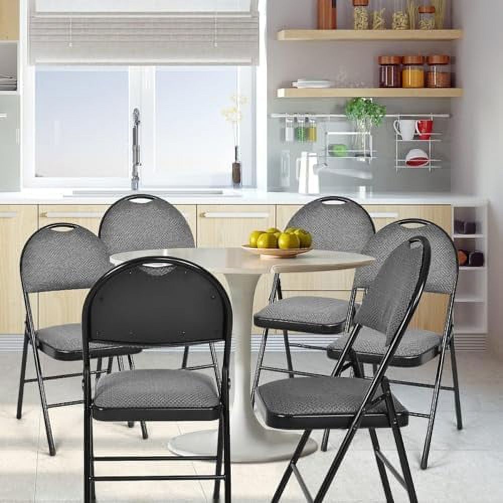 CHYUINJ 6 Pack Folding Chairs  Heavy Duty Foldable Chairs with Cushioned Seat & Back  Padded Dining Chairs with Metal Frame for Indoor Outdoor Home Office Event Wedding Party  Gray